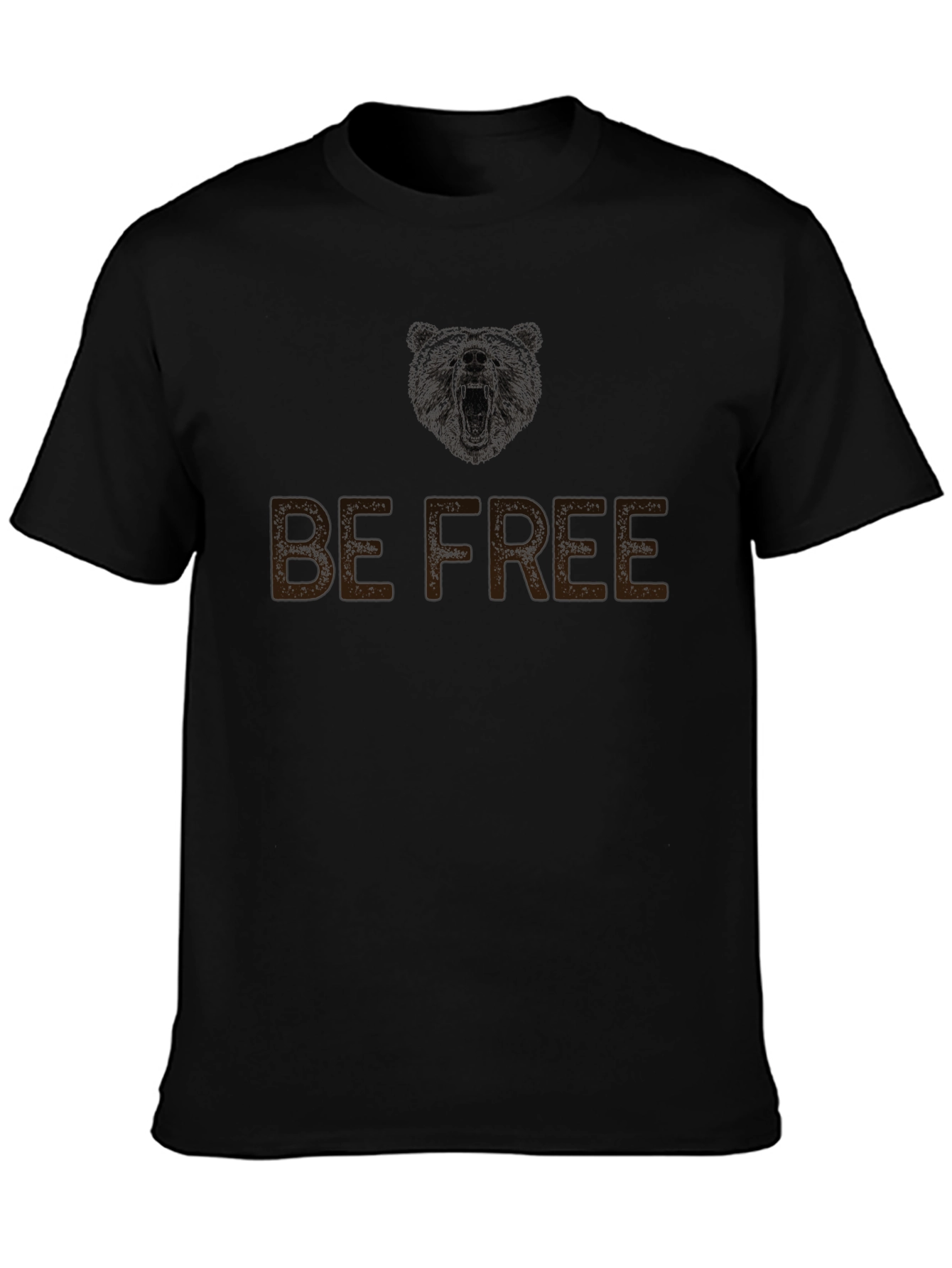 Be Free Bear Graphic Mens Black T-Shirt