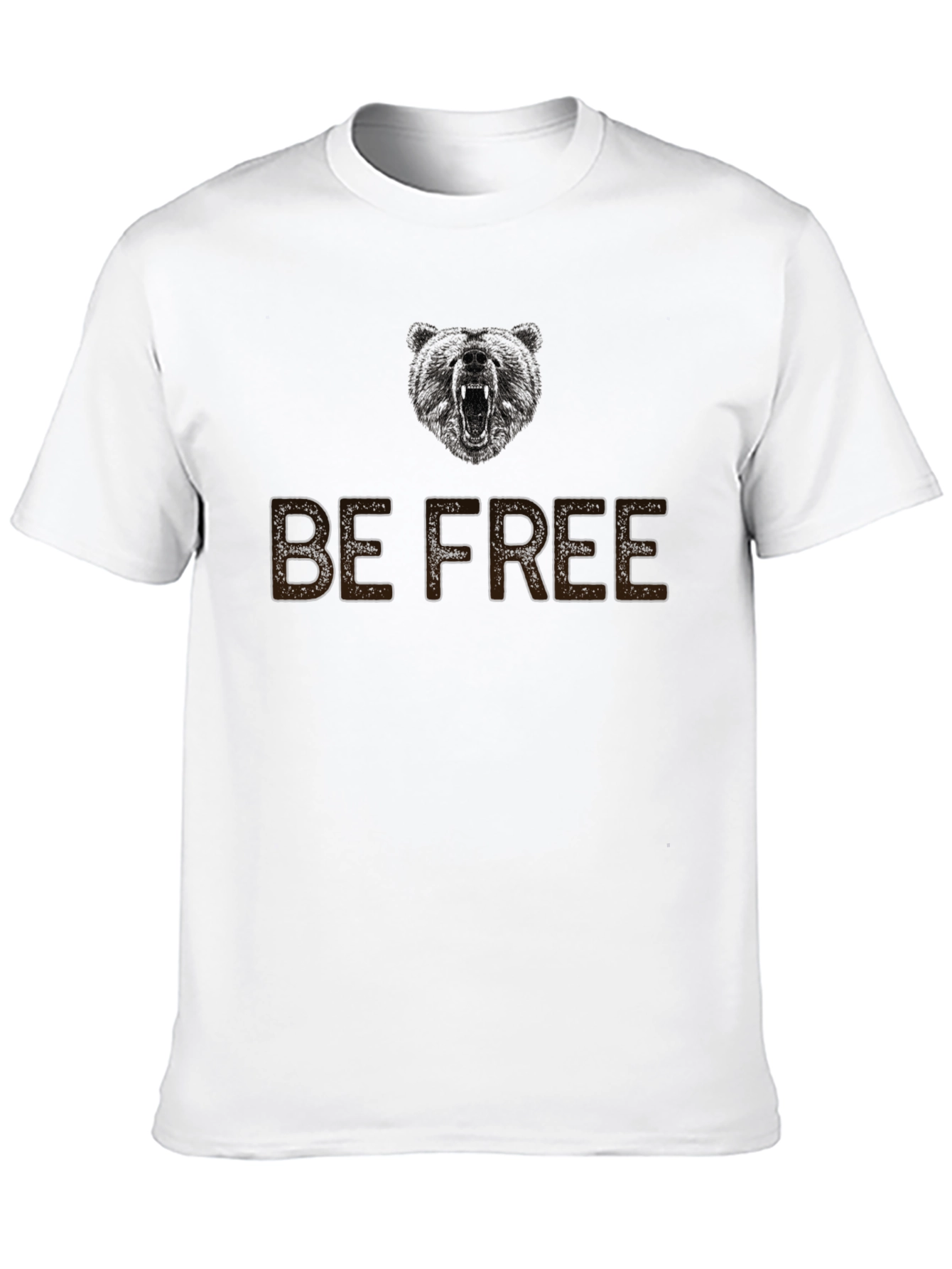 Be Free Bear Graphic Mens Black T-Shirt