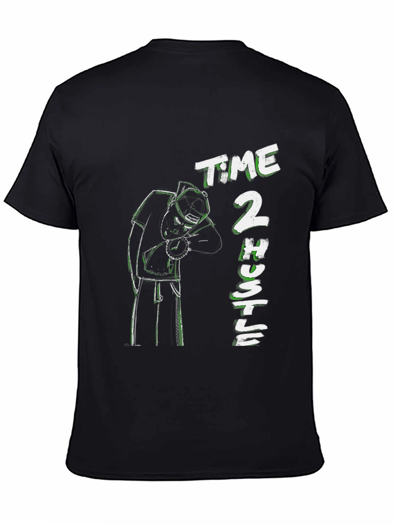 Time 2 Hustle Graphic Print Black T-Shirt