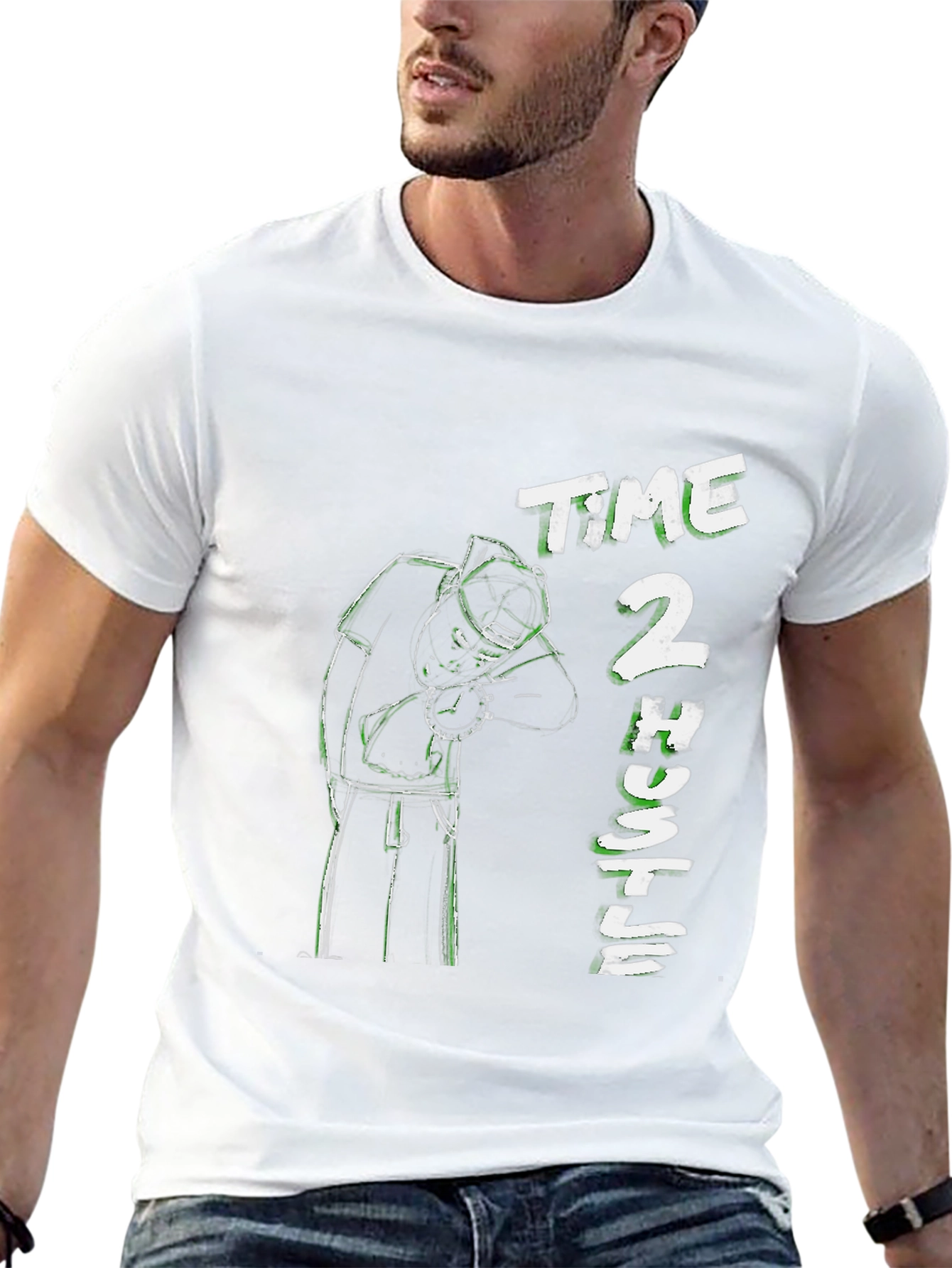 Time 2 Hustle Graphic Print Black T-Shirt