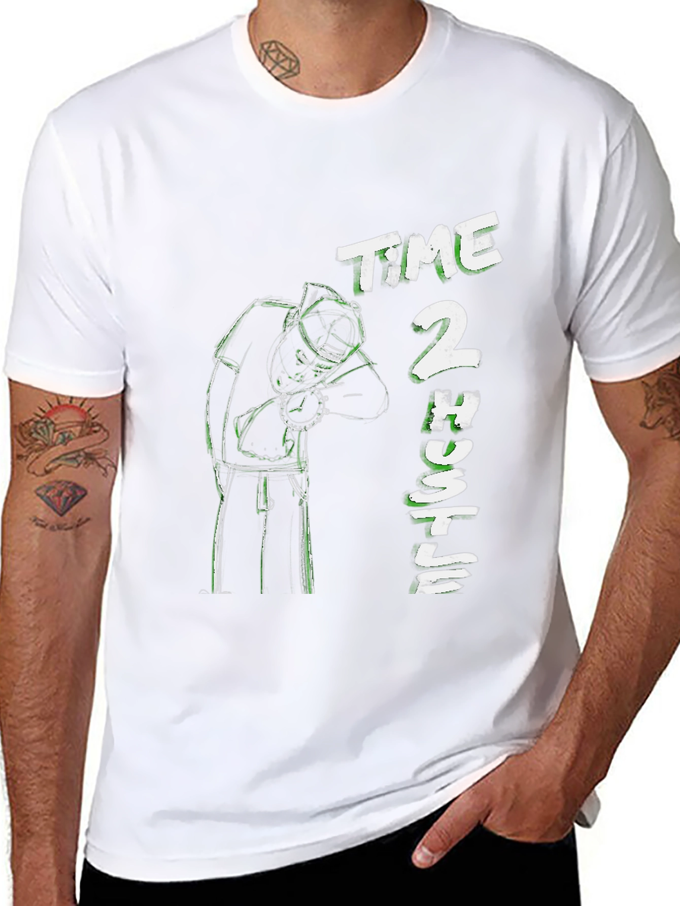 Time 2 Hustle Graphic Print Black T-Shirt