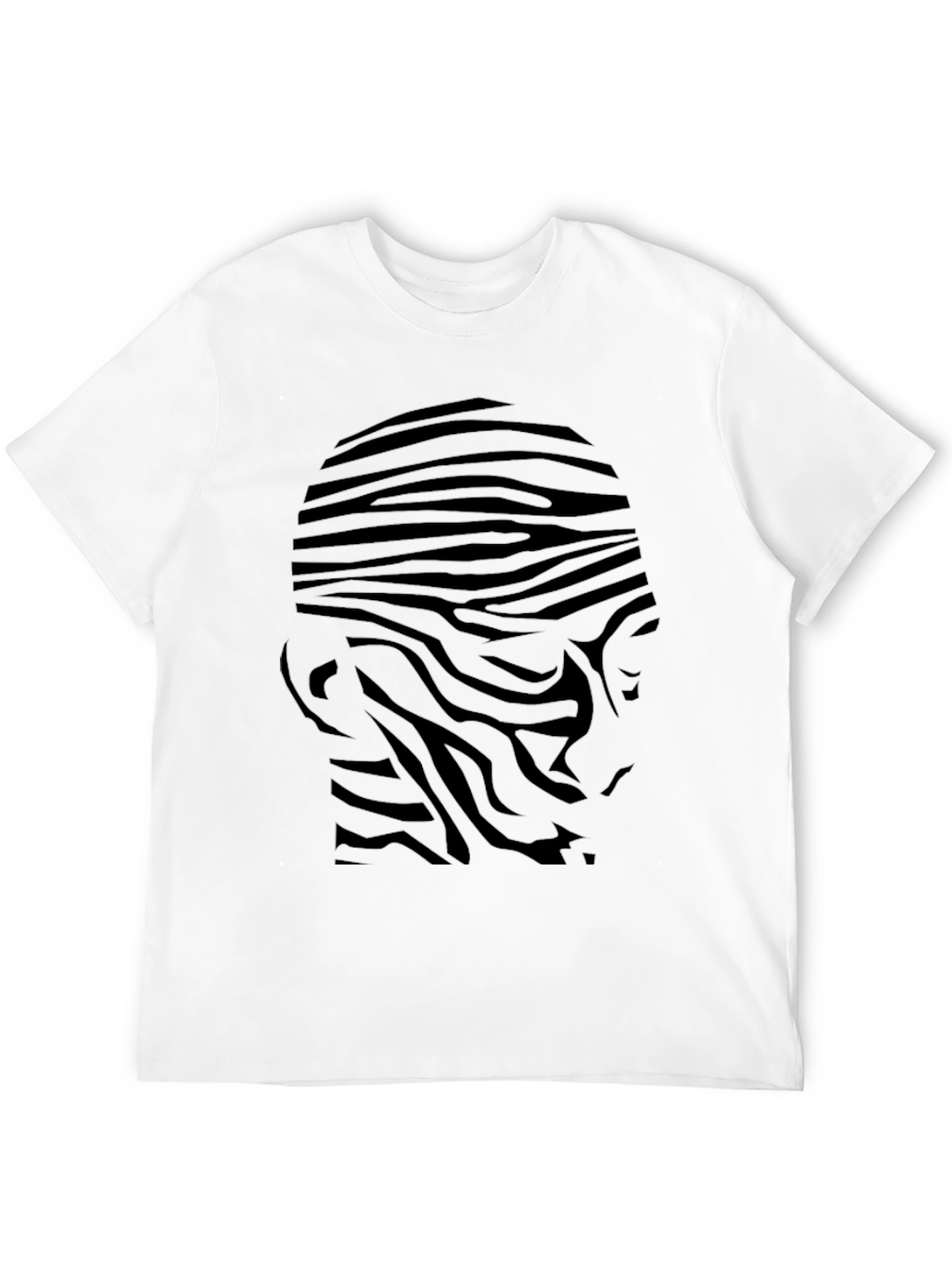 Mens Black Zebra Stripe Head Graphic Tee