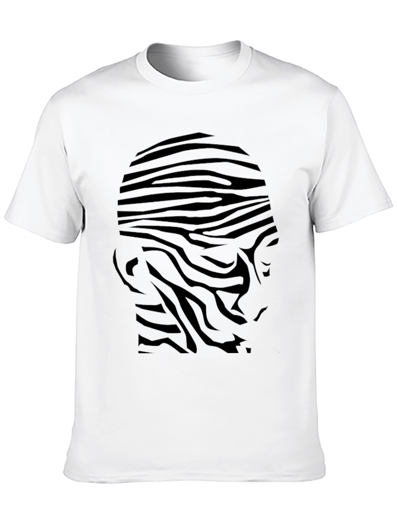 Mens Black Zebra Stripe Head Graphic Tee