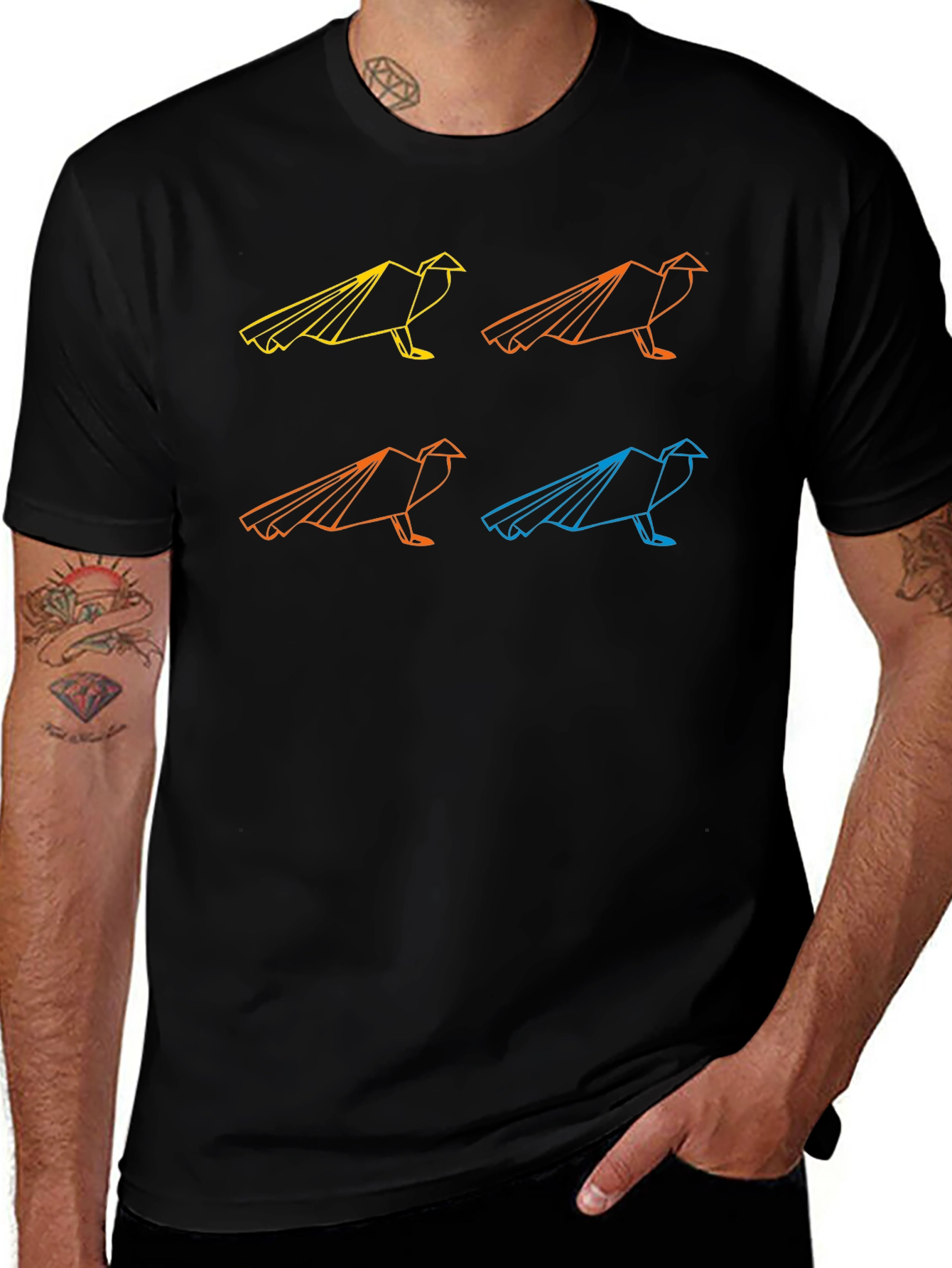 Geometric Raven Graphic T-Shirt