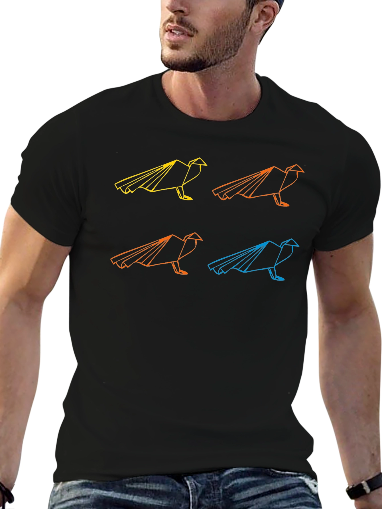 Geometric Raven Graphic T-Shirt