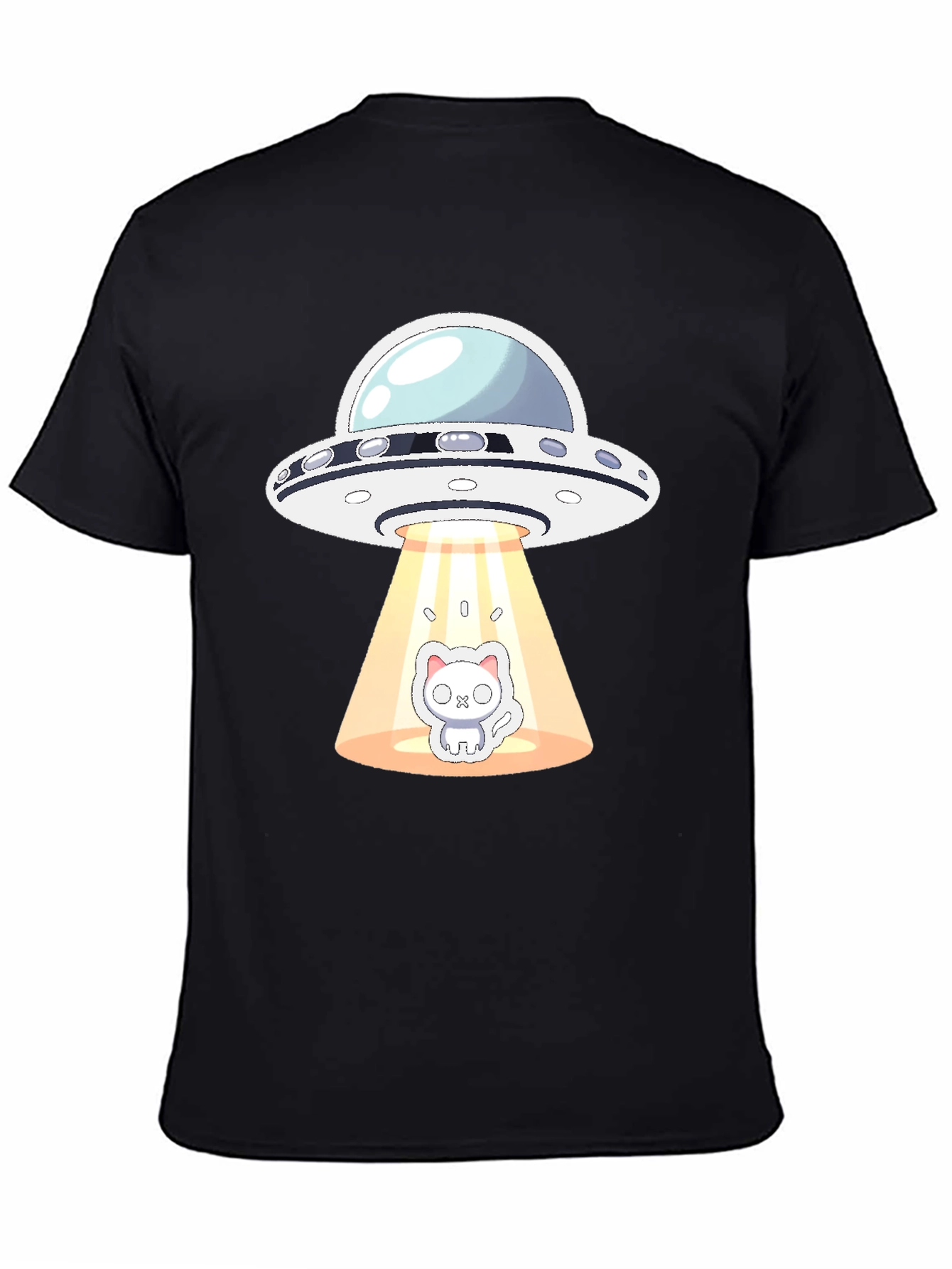 UFO Cat Abduction Black T-Shirt