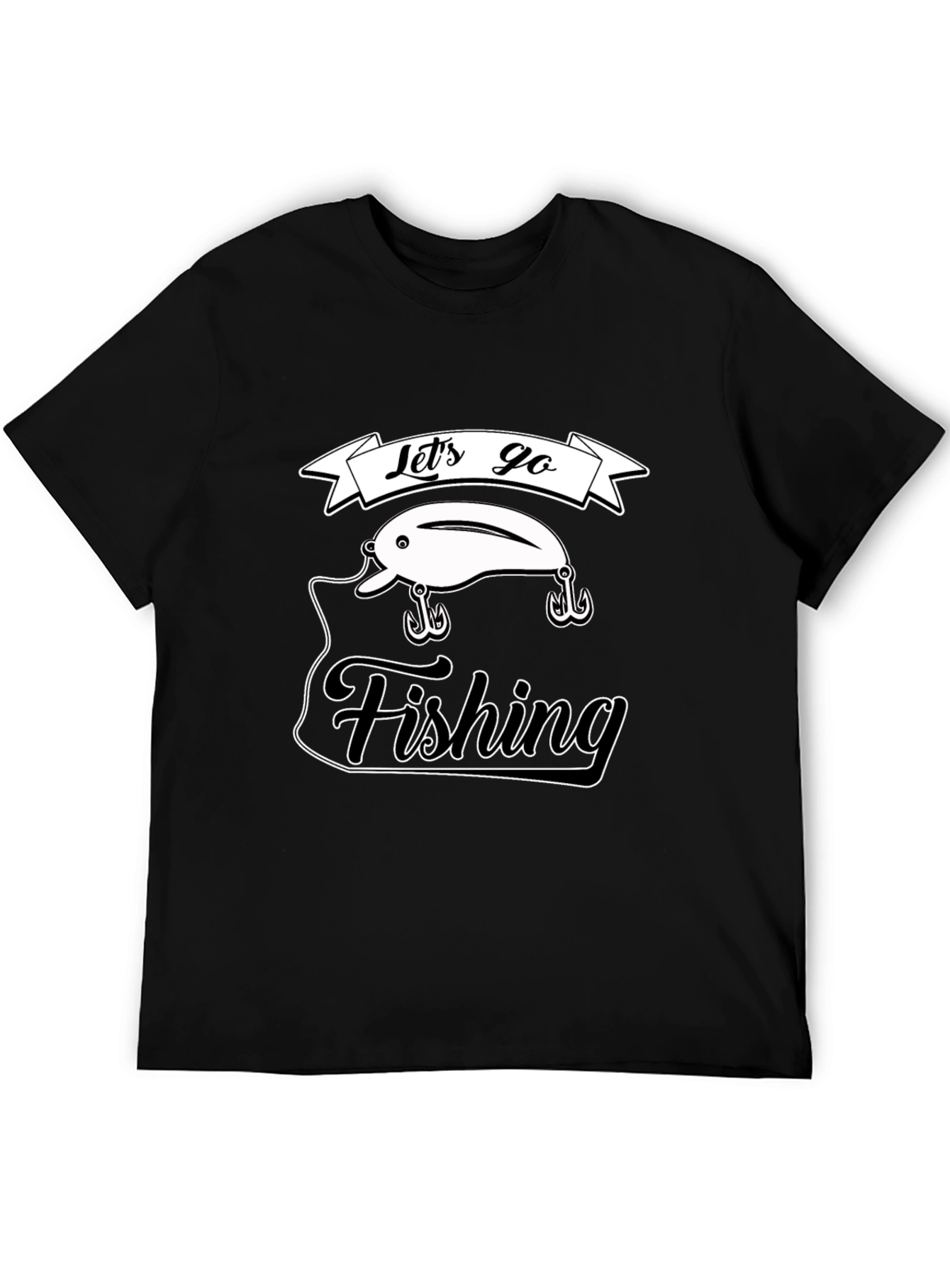 Lets Go Fishing T-Shirt - Black Graphic Tee