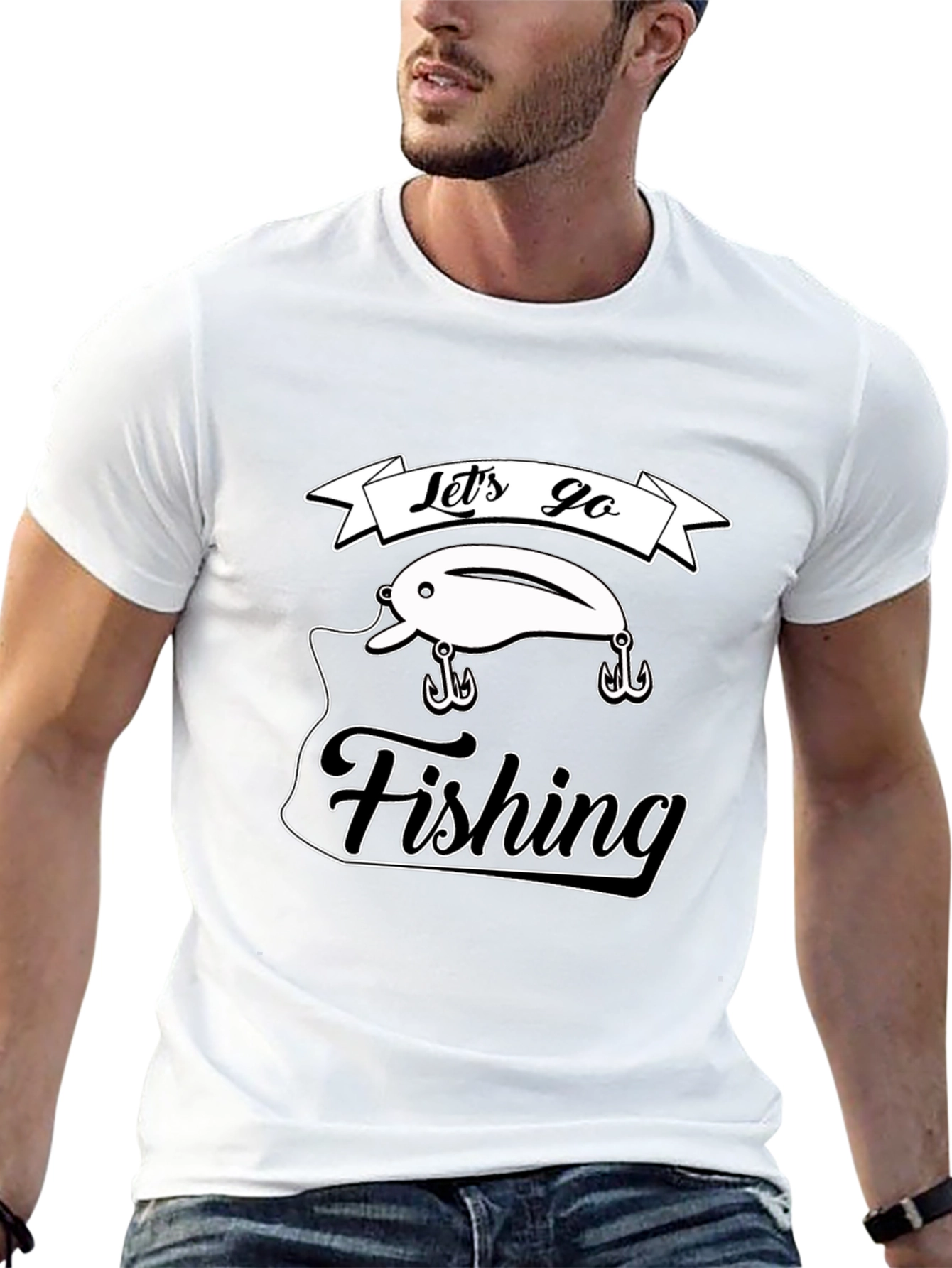 Lets Go Fishing T-Shirt - Black Graphic Tee