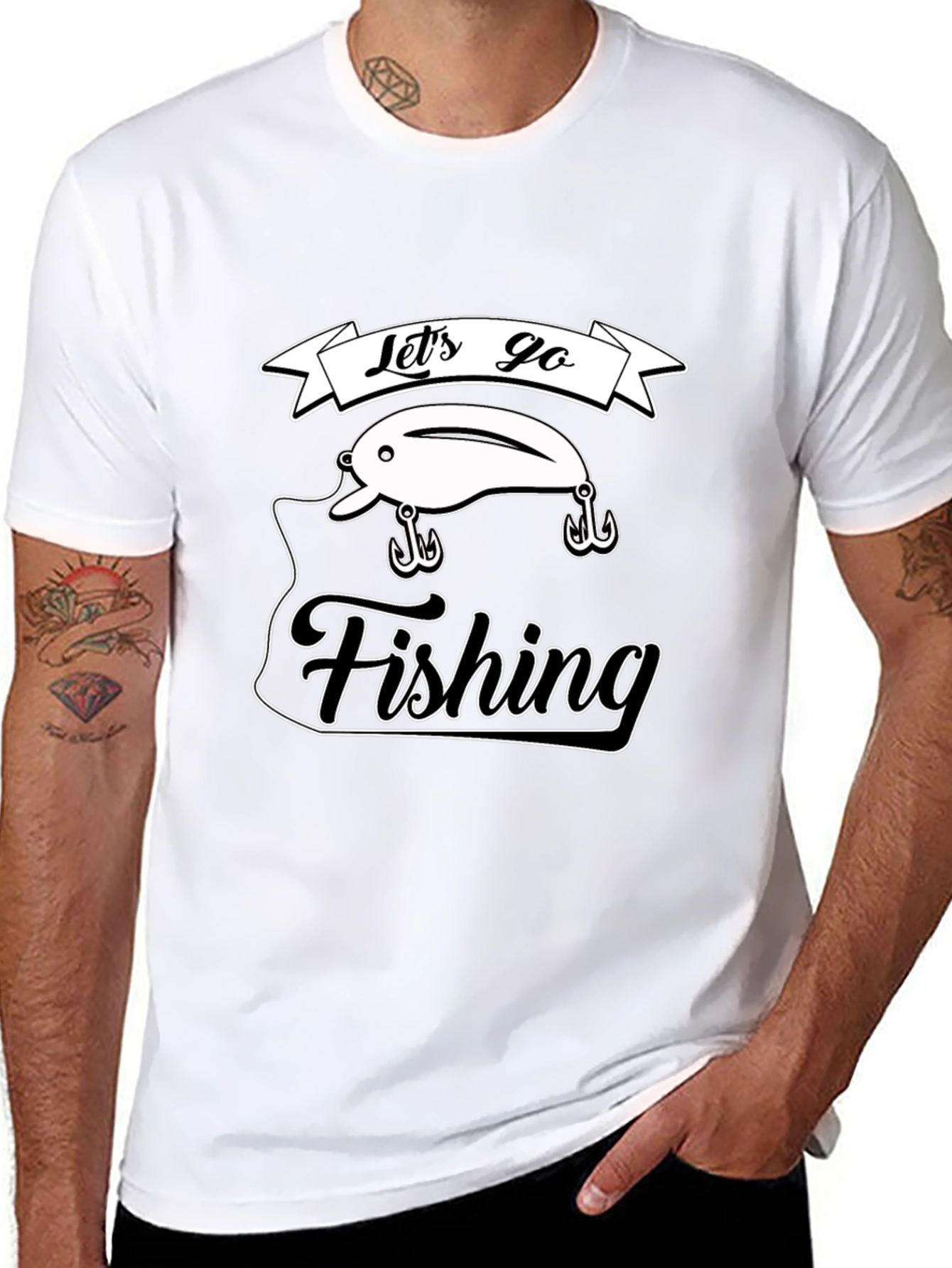 Lets Go Fishing T-Shirt - Black Graphic Tee