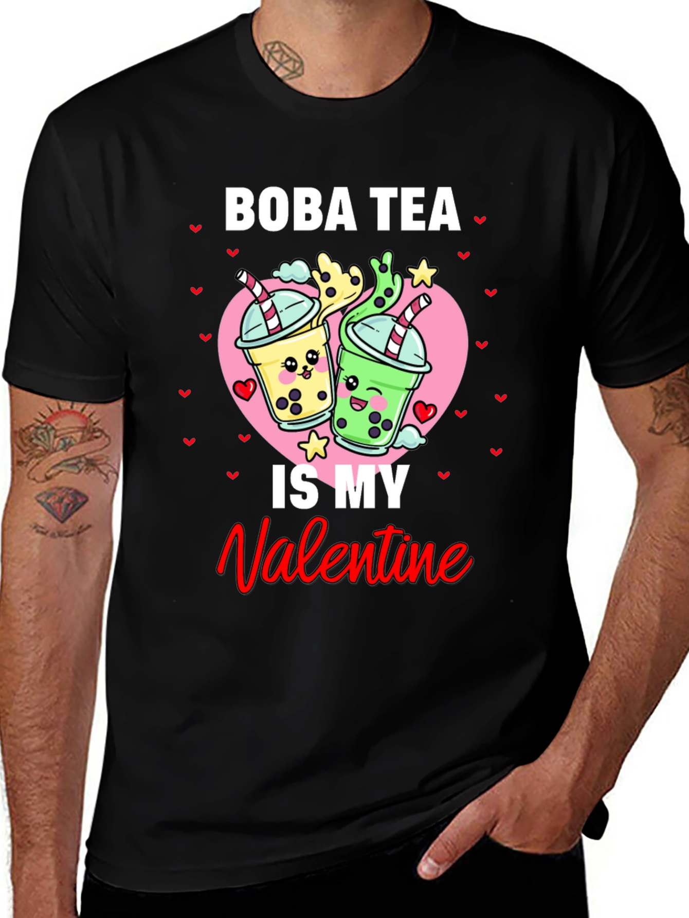 Boba Tea Valentines Day Graphic Tee