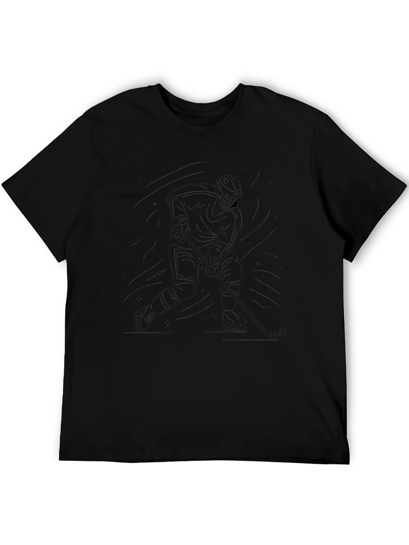 Black Hockey Player Graphic T-Shirt