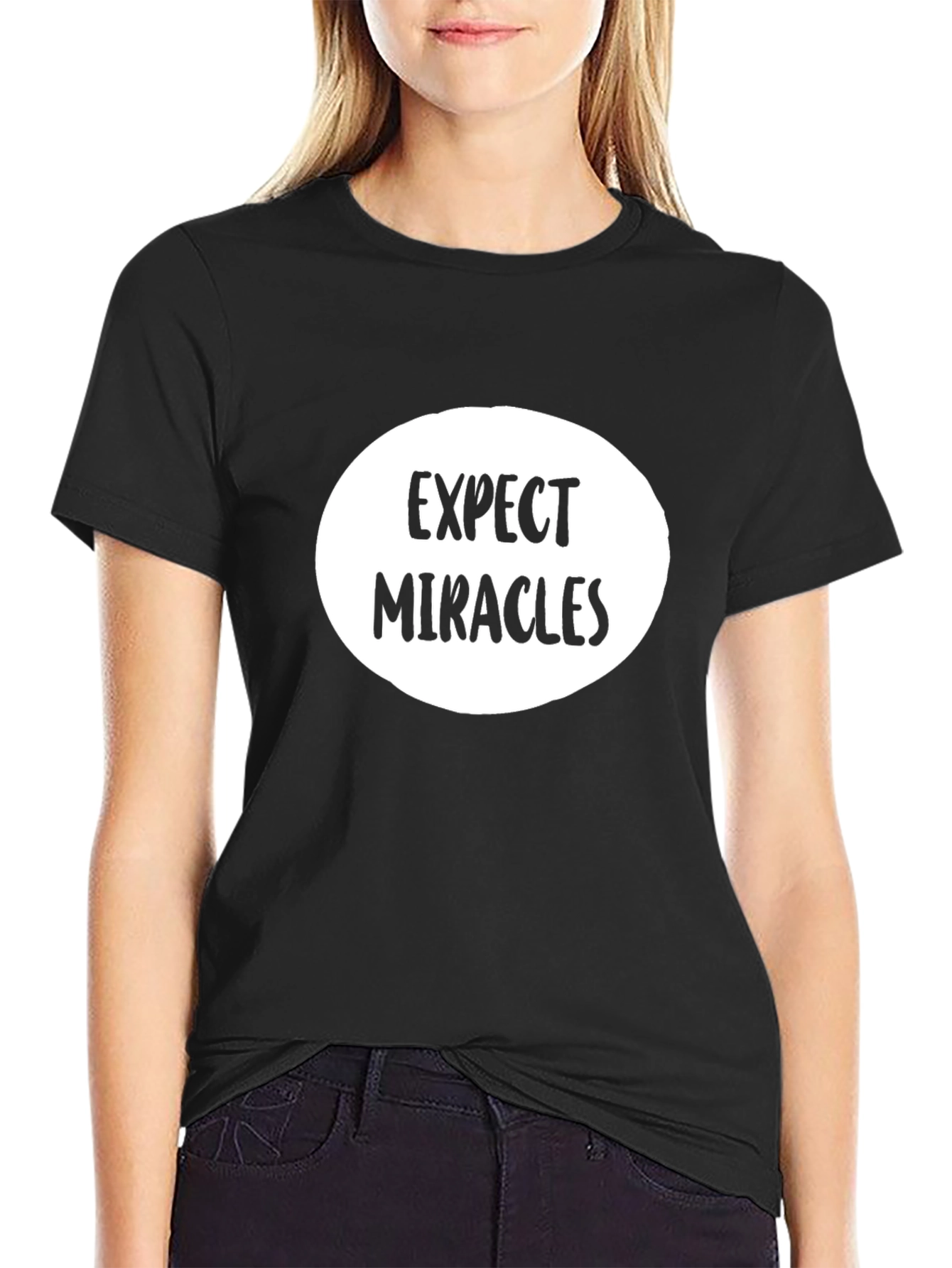 Expect Miracles Graphic Tee - Black Cotton T-Shirt