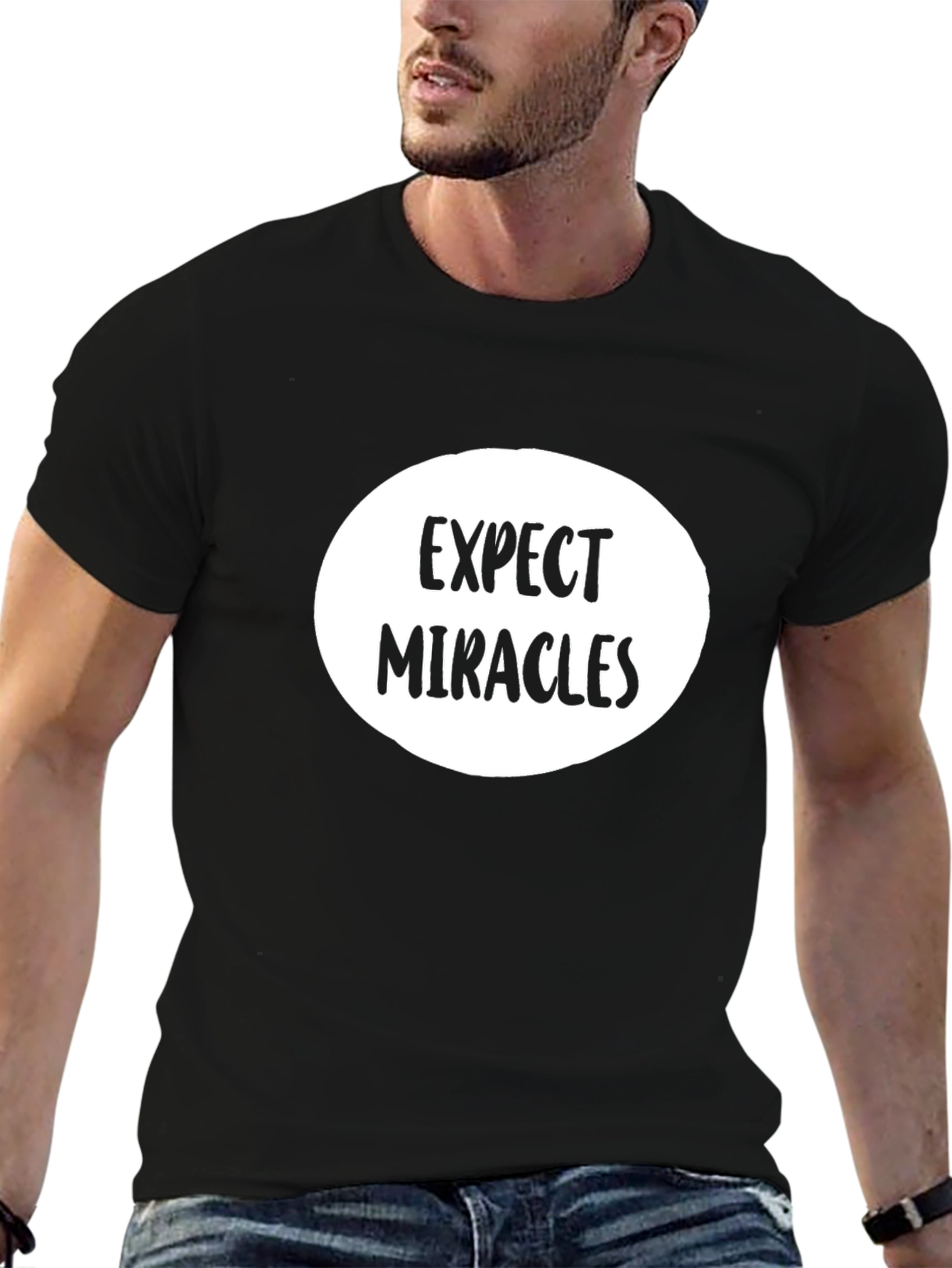 Expect Miracles Graphic Tee - Black Cotton T-Shirt