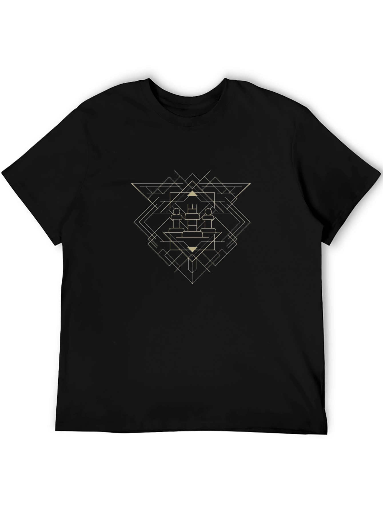 Geometric Chess Graphic Tee - Modern Black T-Shirt