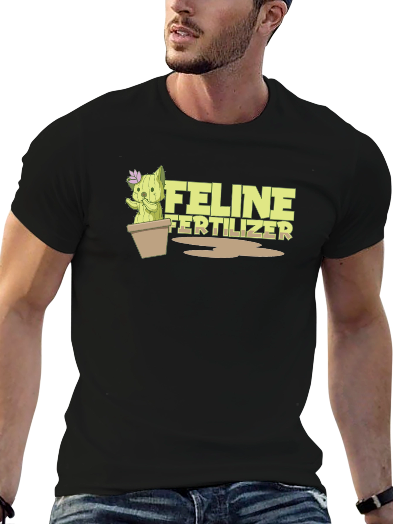Feline Fertilizer T-Shirt - Funny Cat Cactus Tee