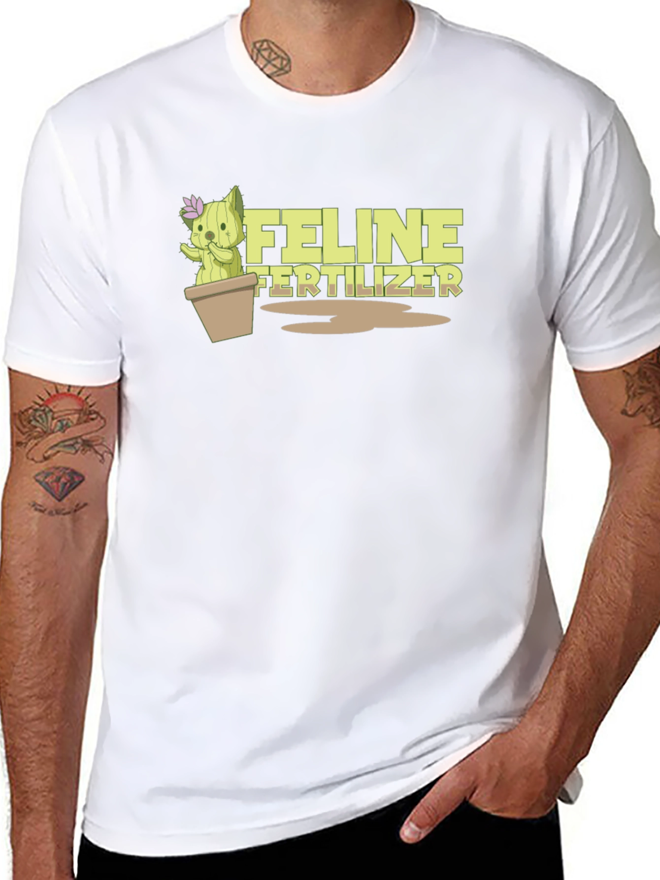 Feline Fertilizer T-Shirt - Funny Cat Cactus Tee