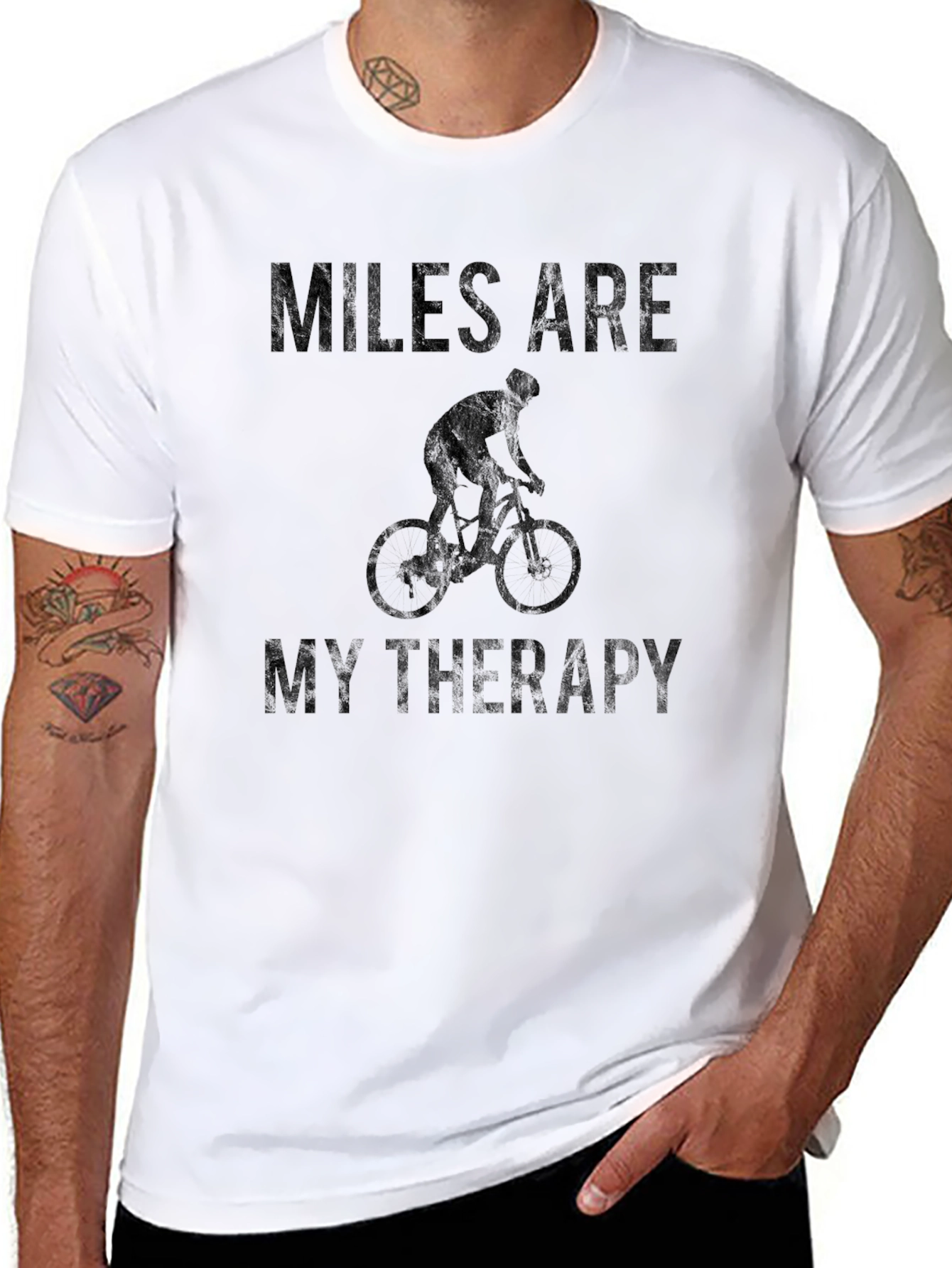 Miles Are My Therapy T-Shirt - Cycling Design
