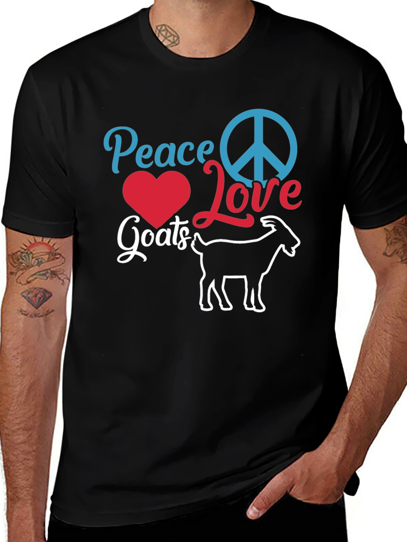 Peace Love Goats Black T-Shirt