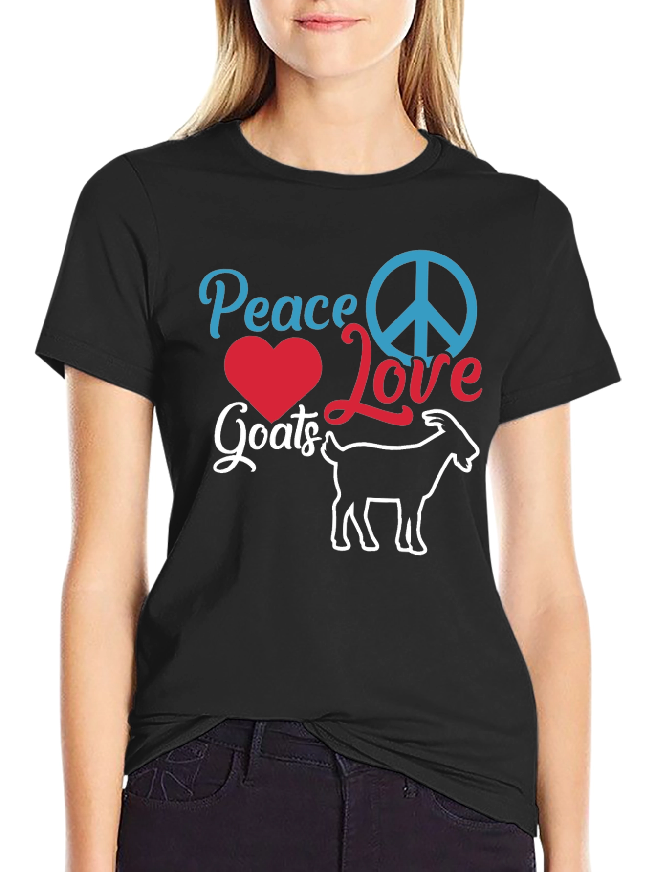 Peace Love Goats Black T-Shirt