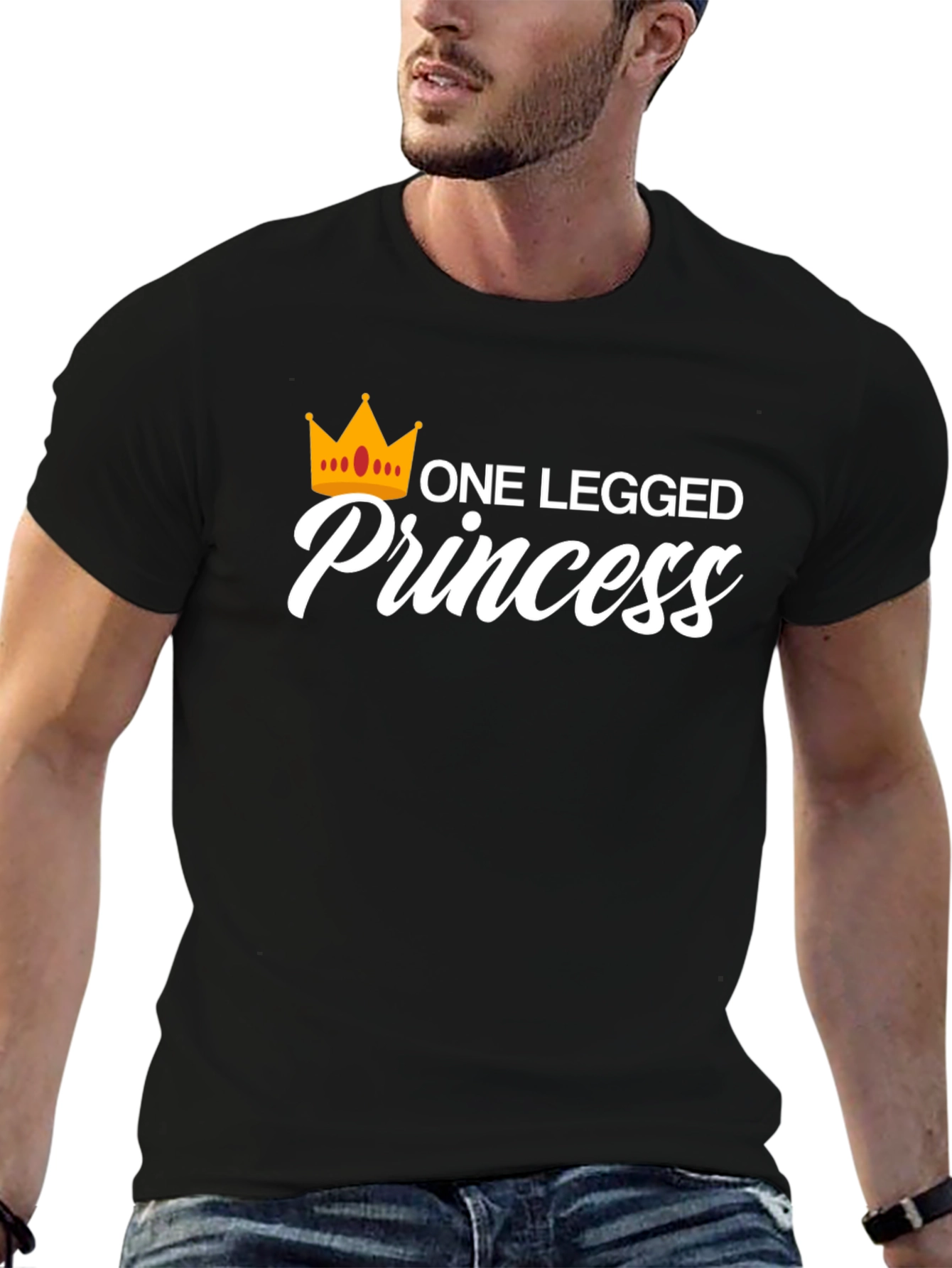 One Legged Princess Black Graphic T-Shirt