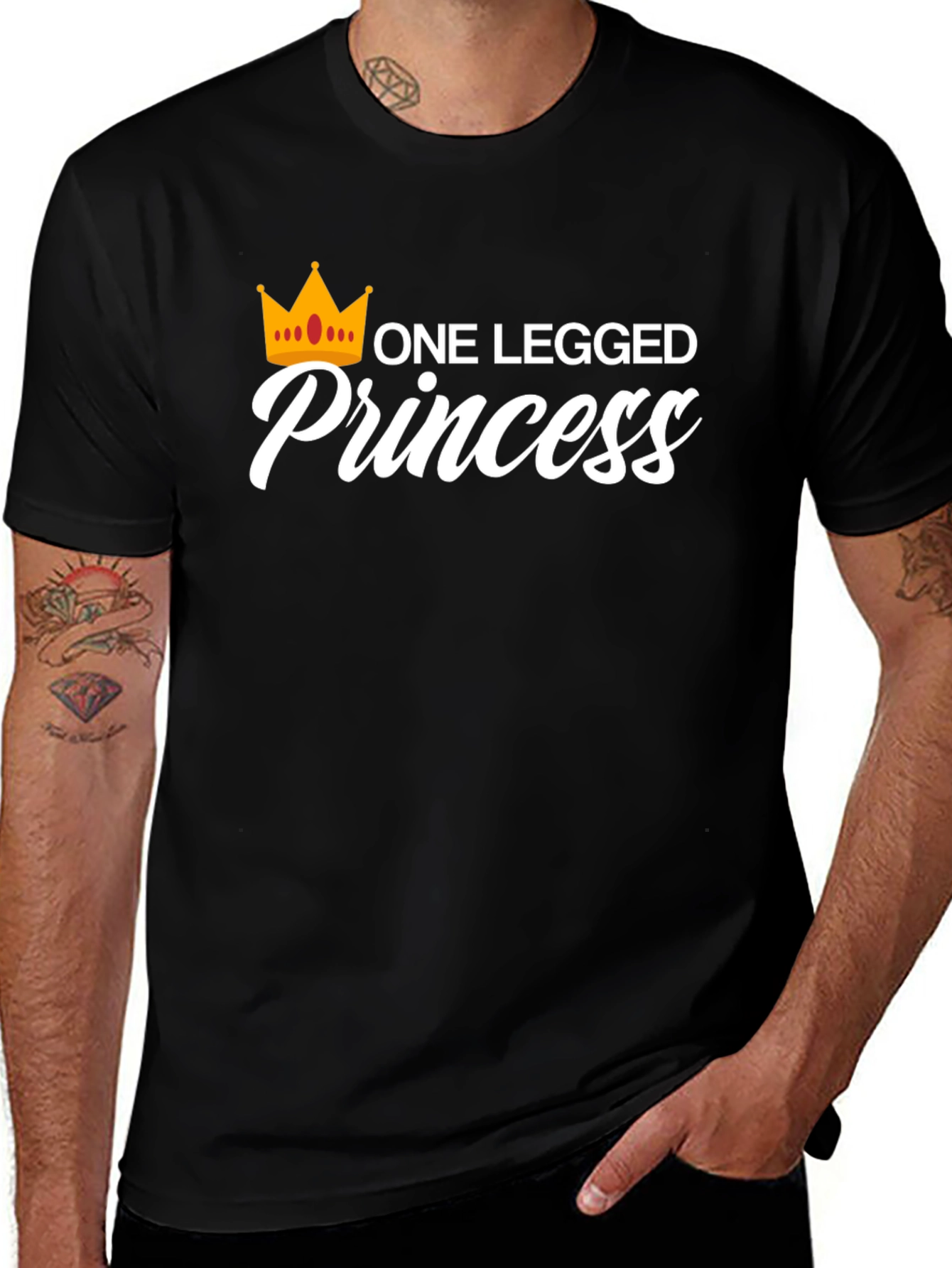One Legged Princess Black Graphic T-Shirt