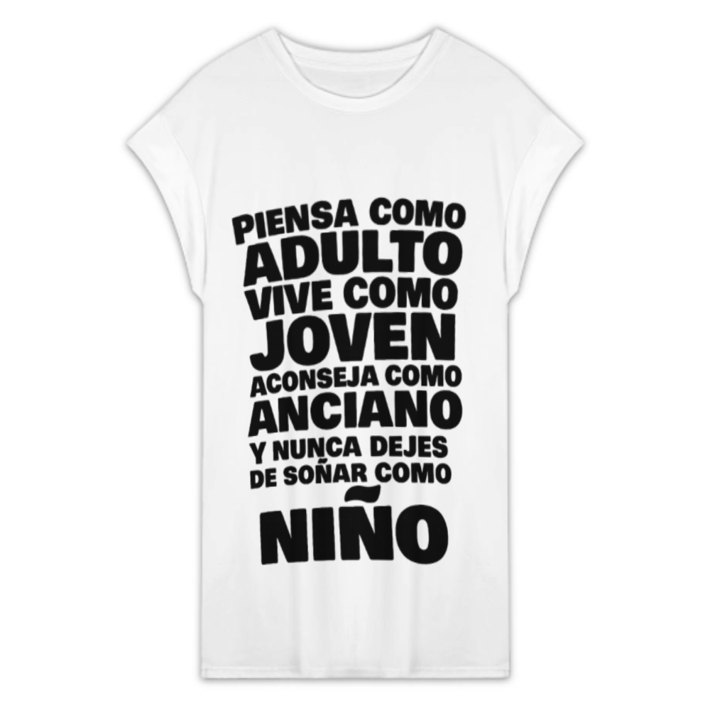 Spanish Inspirational Quote Oversized T-Shirt Dress – Motivational Typography Graphic Tee(z272)