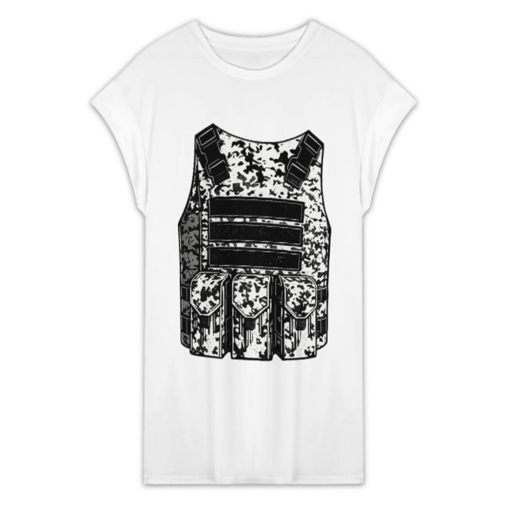 Tactical Vest Graphic T-Shirt Dress – Military Style Streetwear Casual Oversized Tee(z271)