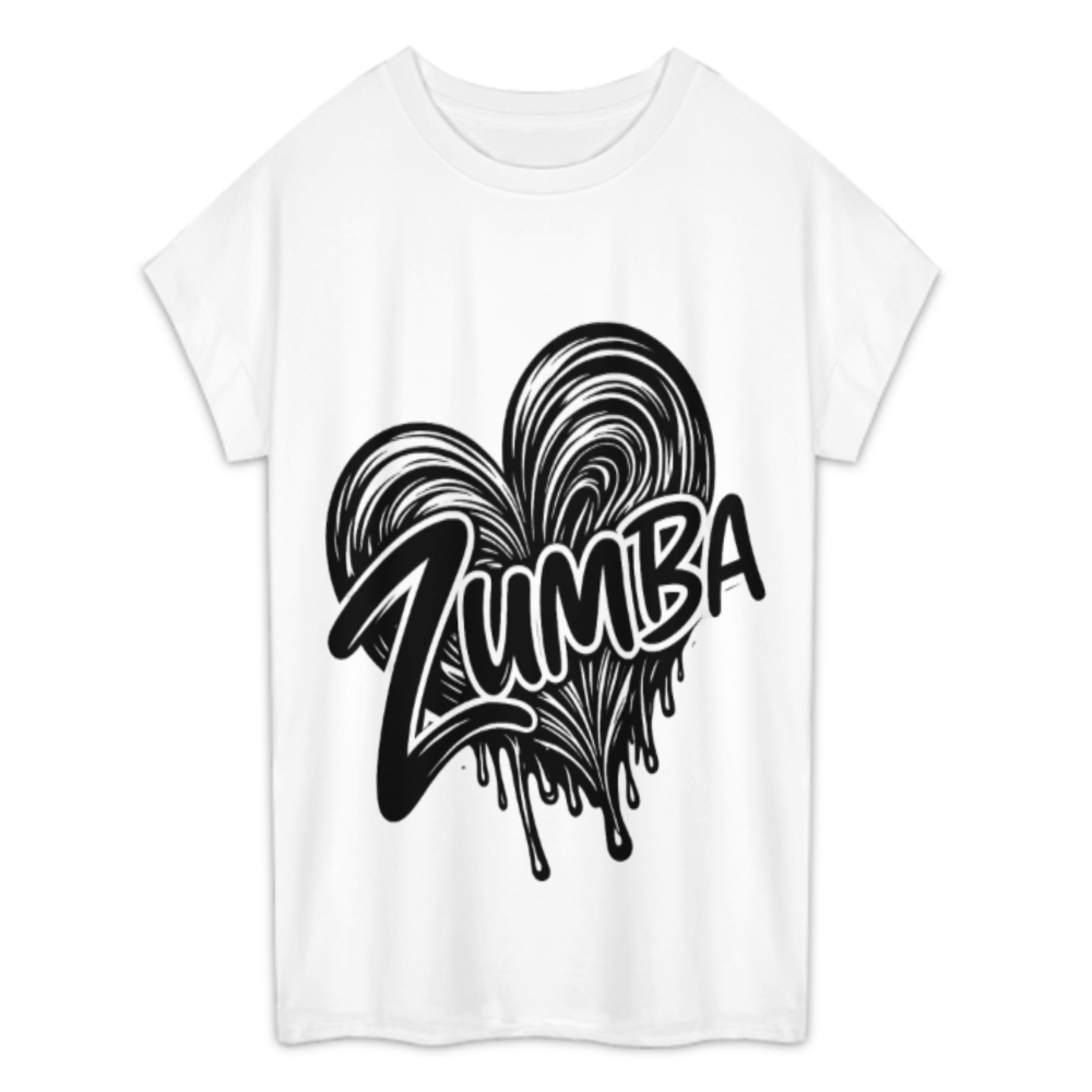 ZUMBA Heart Graphic Oversized T-Shirt – Trendy Dance Fitness Streetwear Tee for Women(z281)