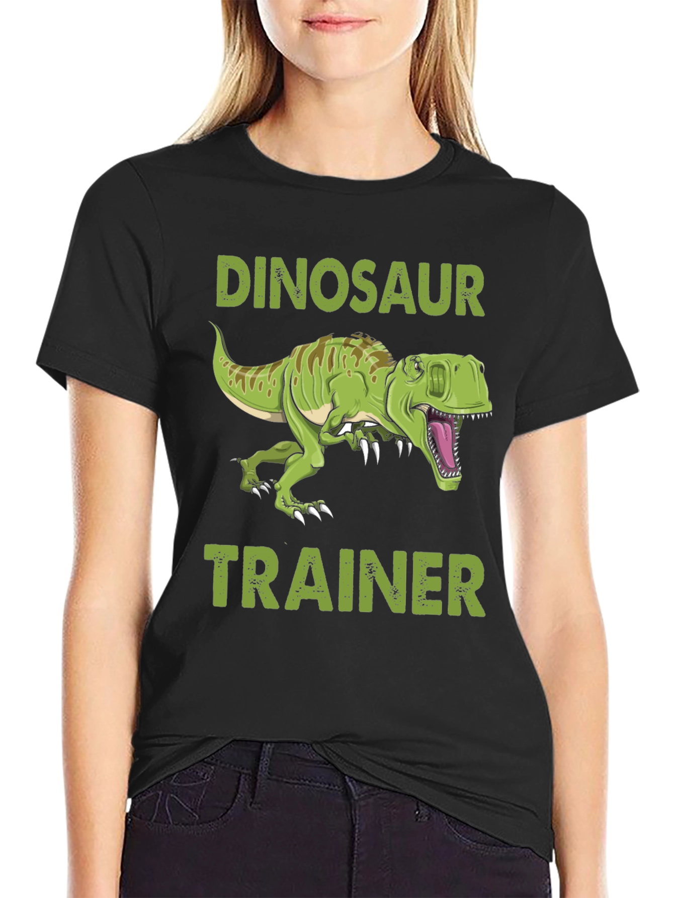 Dinosaur Trainer Graphic Tee - Black Cotton T-Shirt