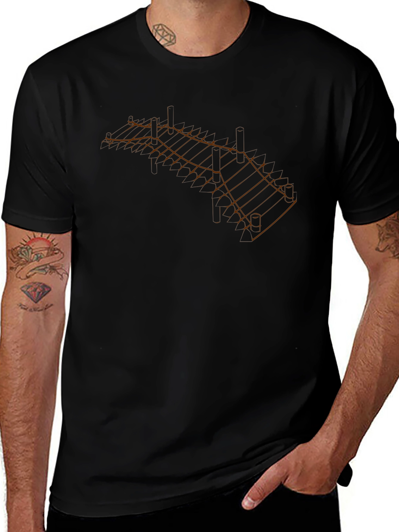 Geometric Network Print T-Shirt