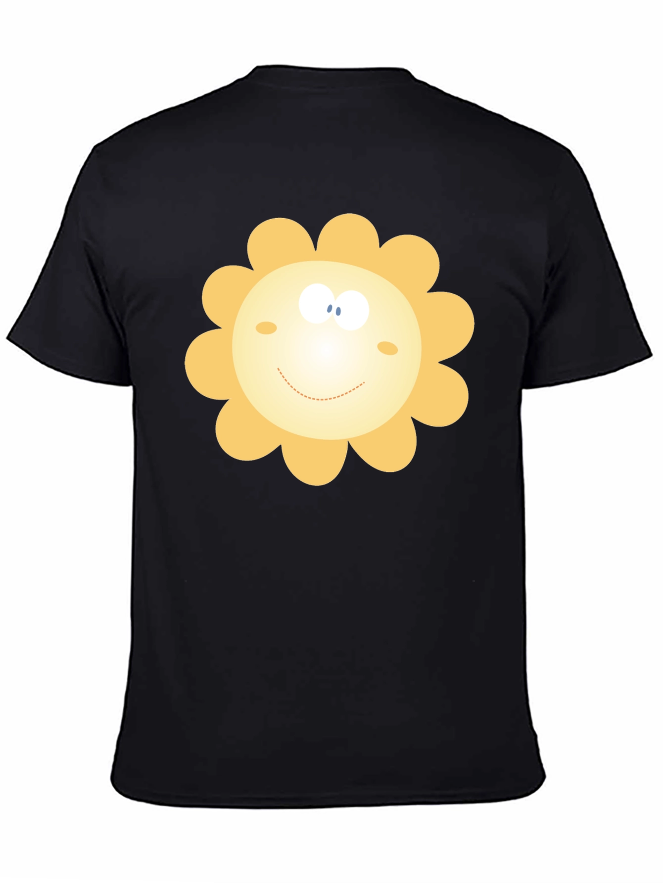 Happy Sunflower Graphic Black T-Shirt