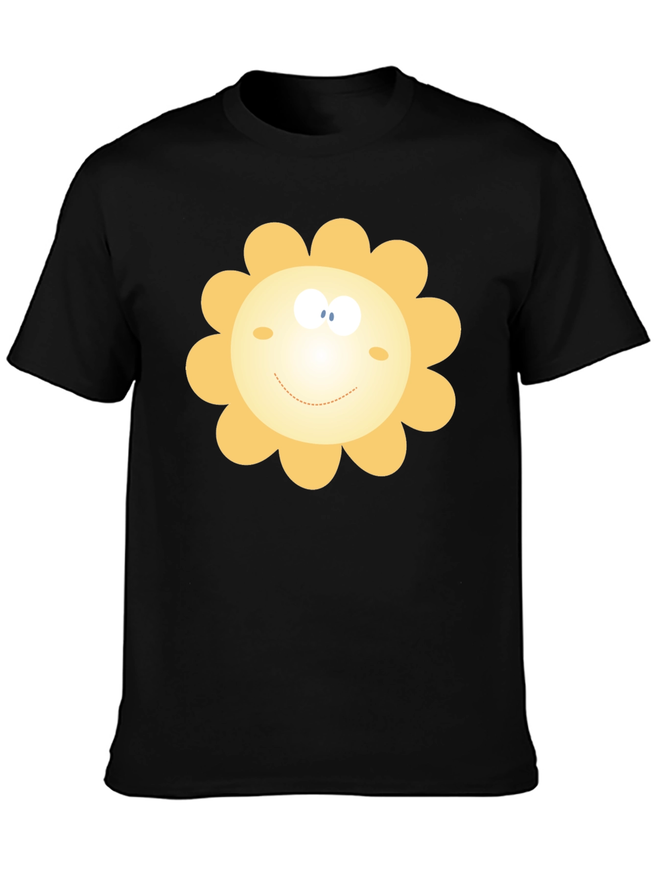 Happy Sunflower Graphic Black T-Shirt