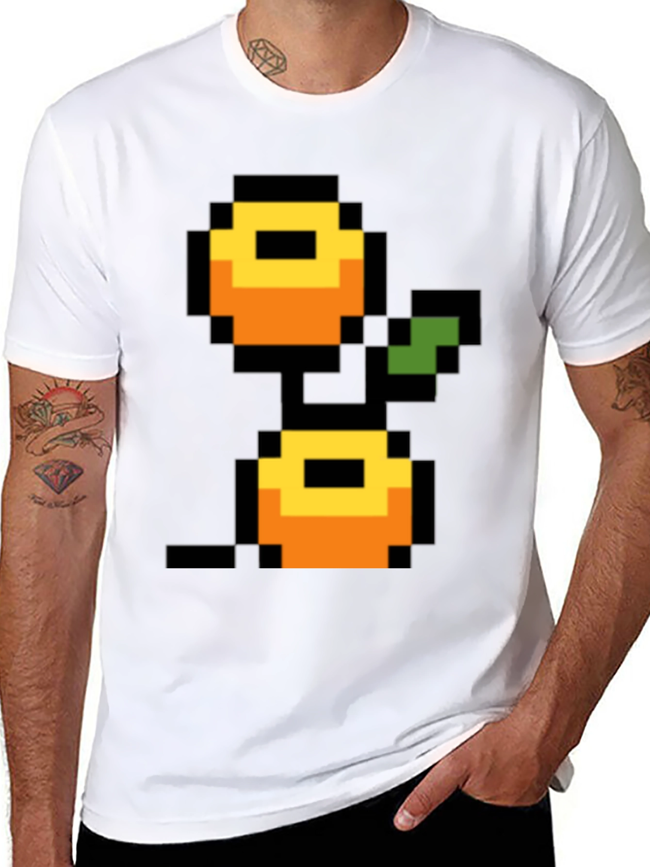 Retro 8-bit Fruit Graphic T-Shirt