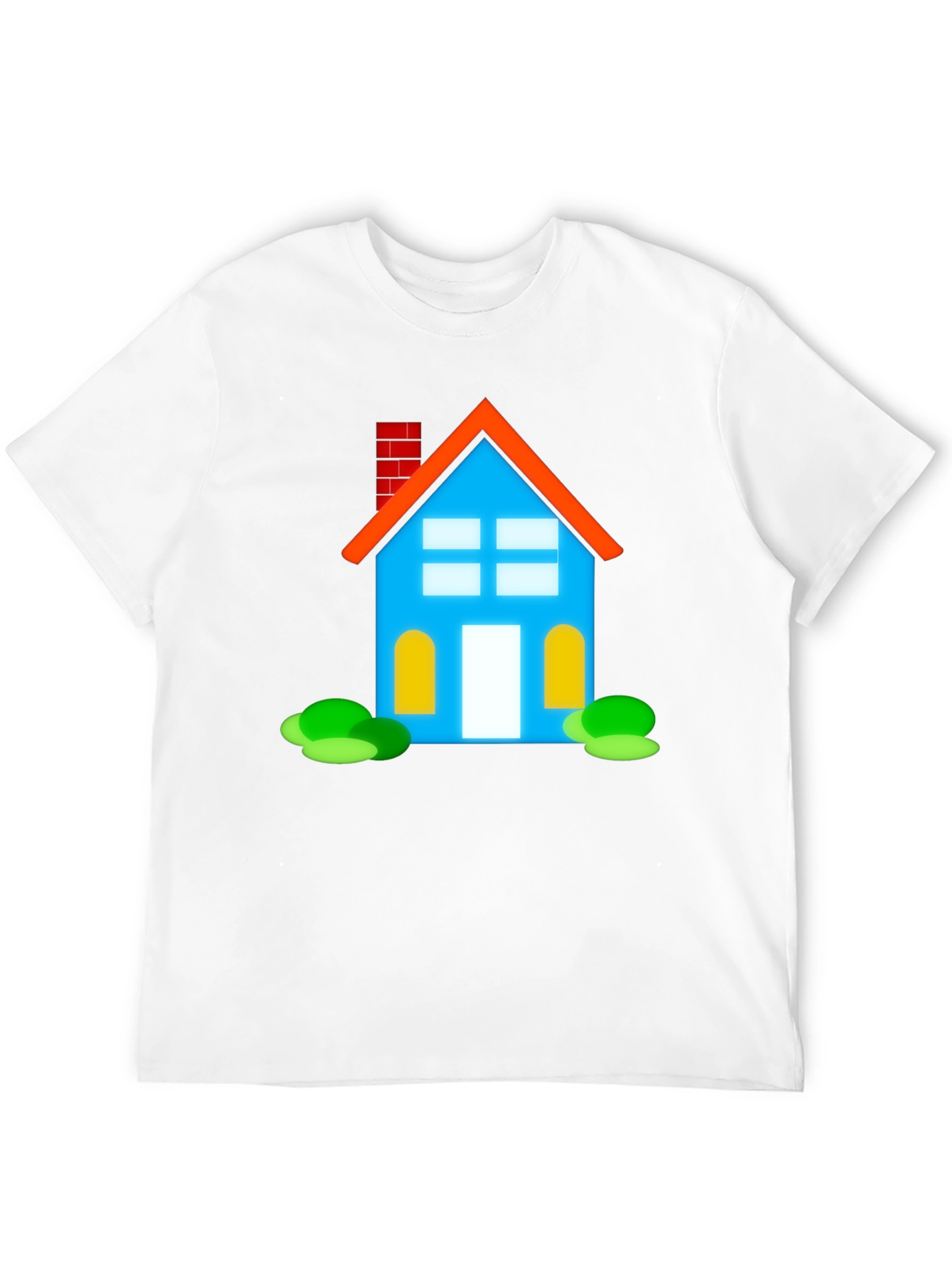 Cartoon House Graphic Tee - Black Cotton Casual Shirt