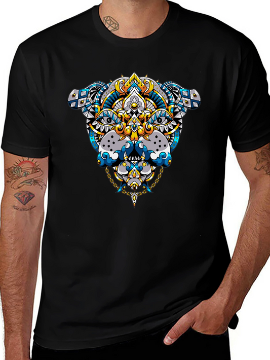 Geometric Dog Graphic Tee - Black