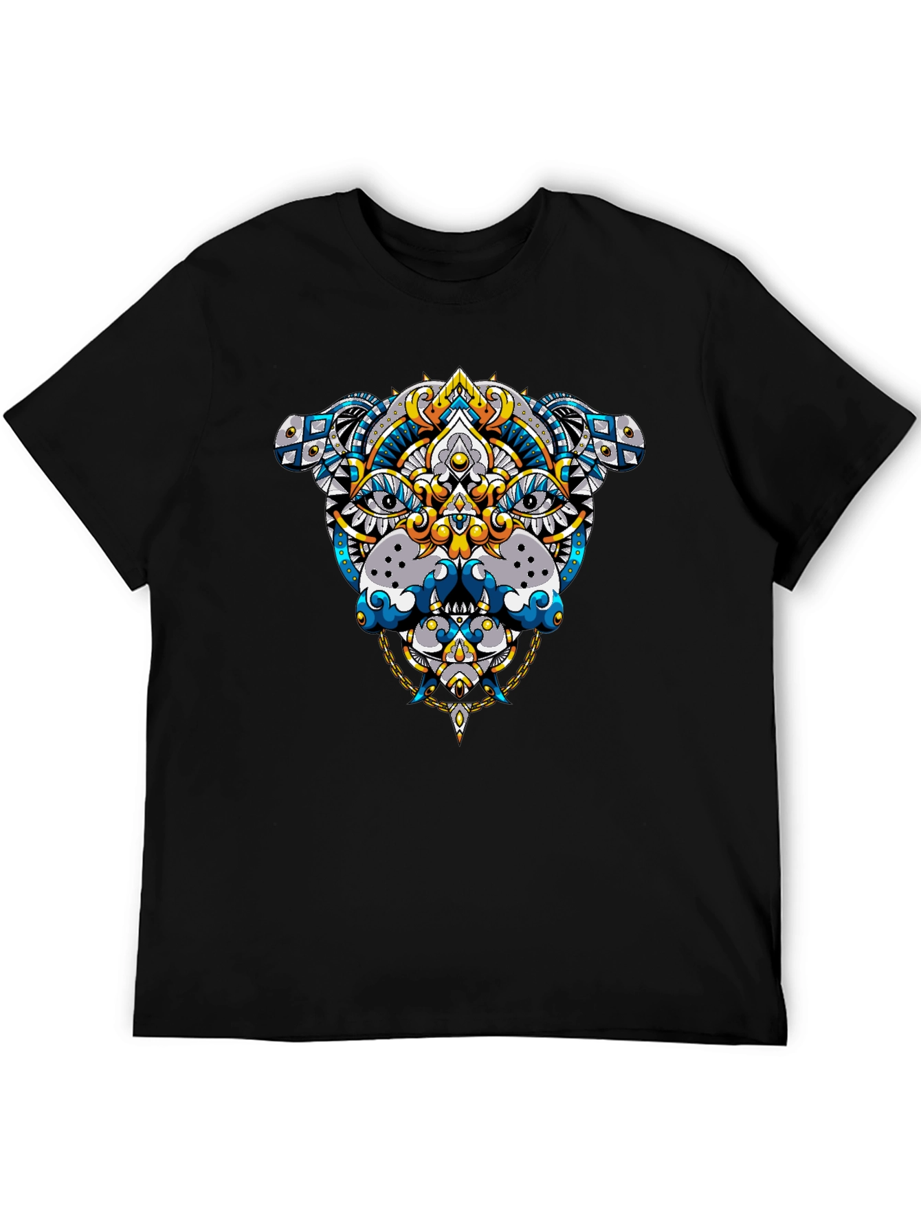 Geometric Dog Graphic Tee - Black