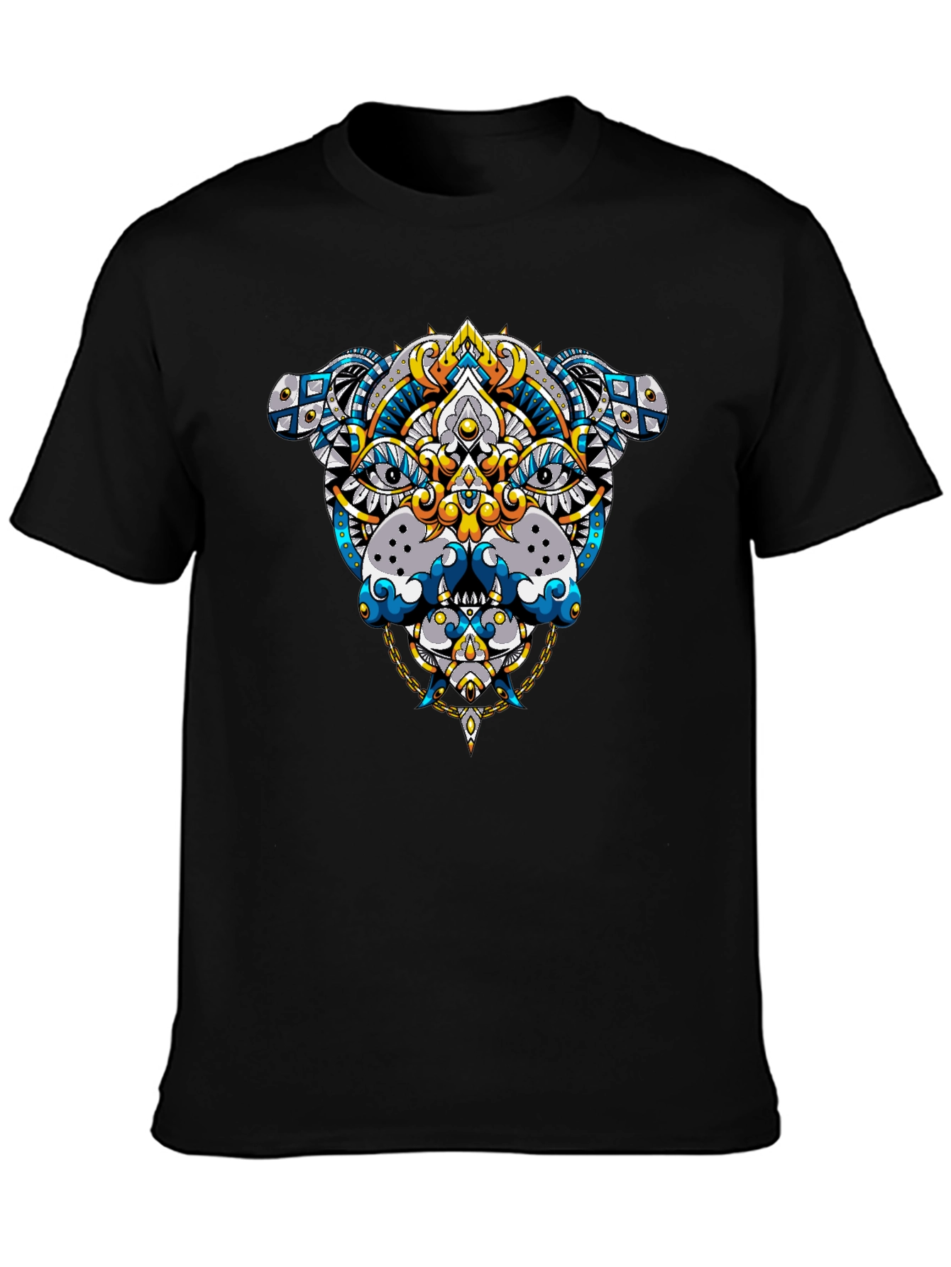 Geometric Dog Graphic Tee - Black