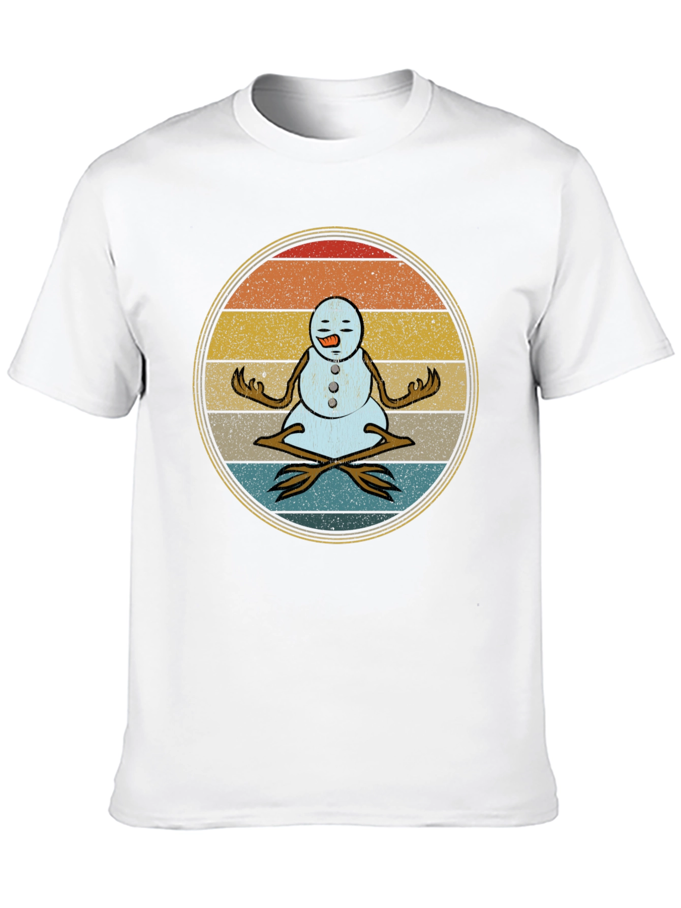 Zen Snowman T-Shirt - Meditating Holiday Tee