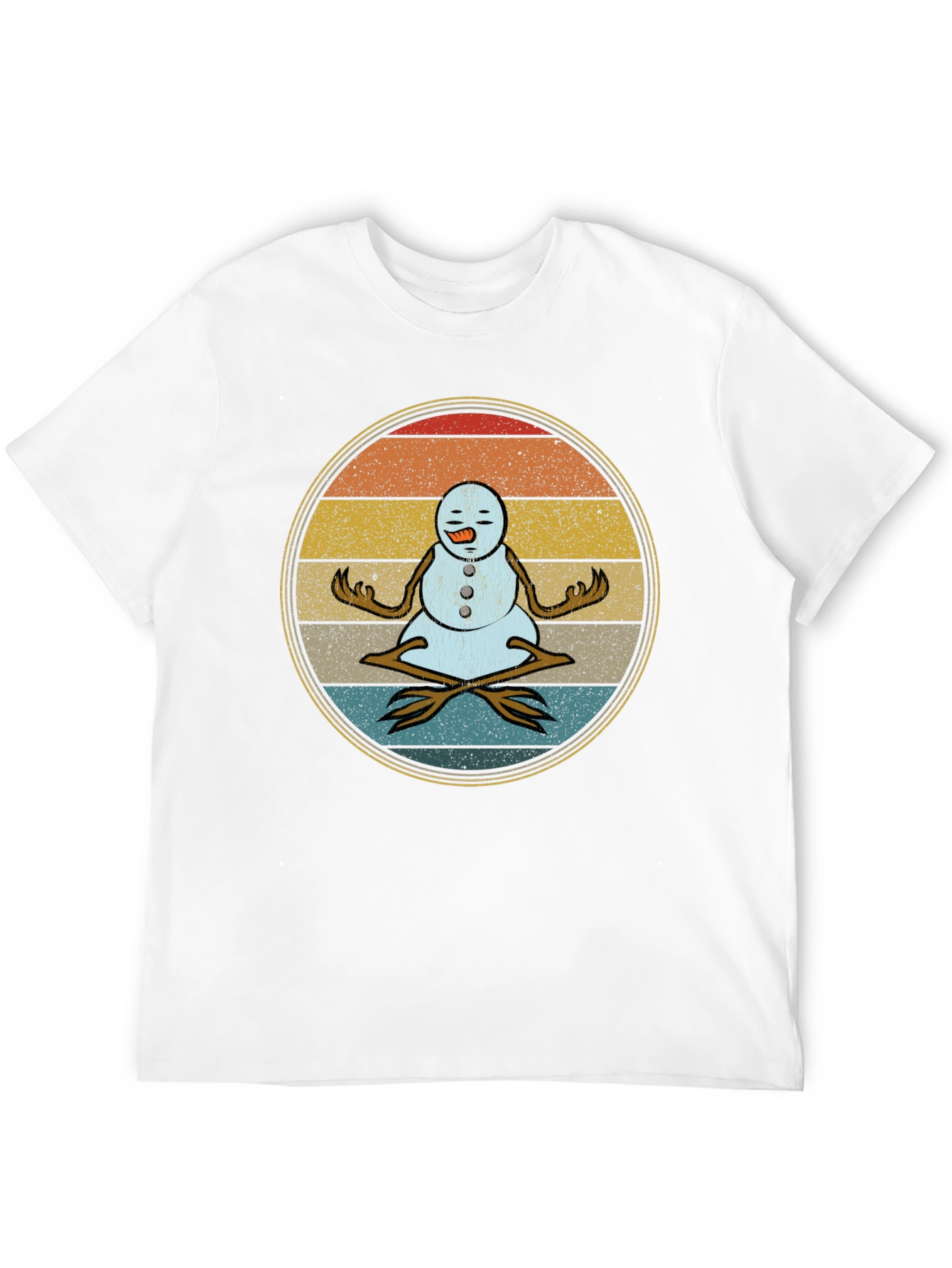 Zen Snowman T-Shirt - Meditating Holiday Tee