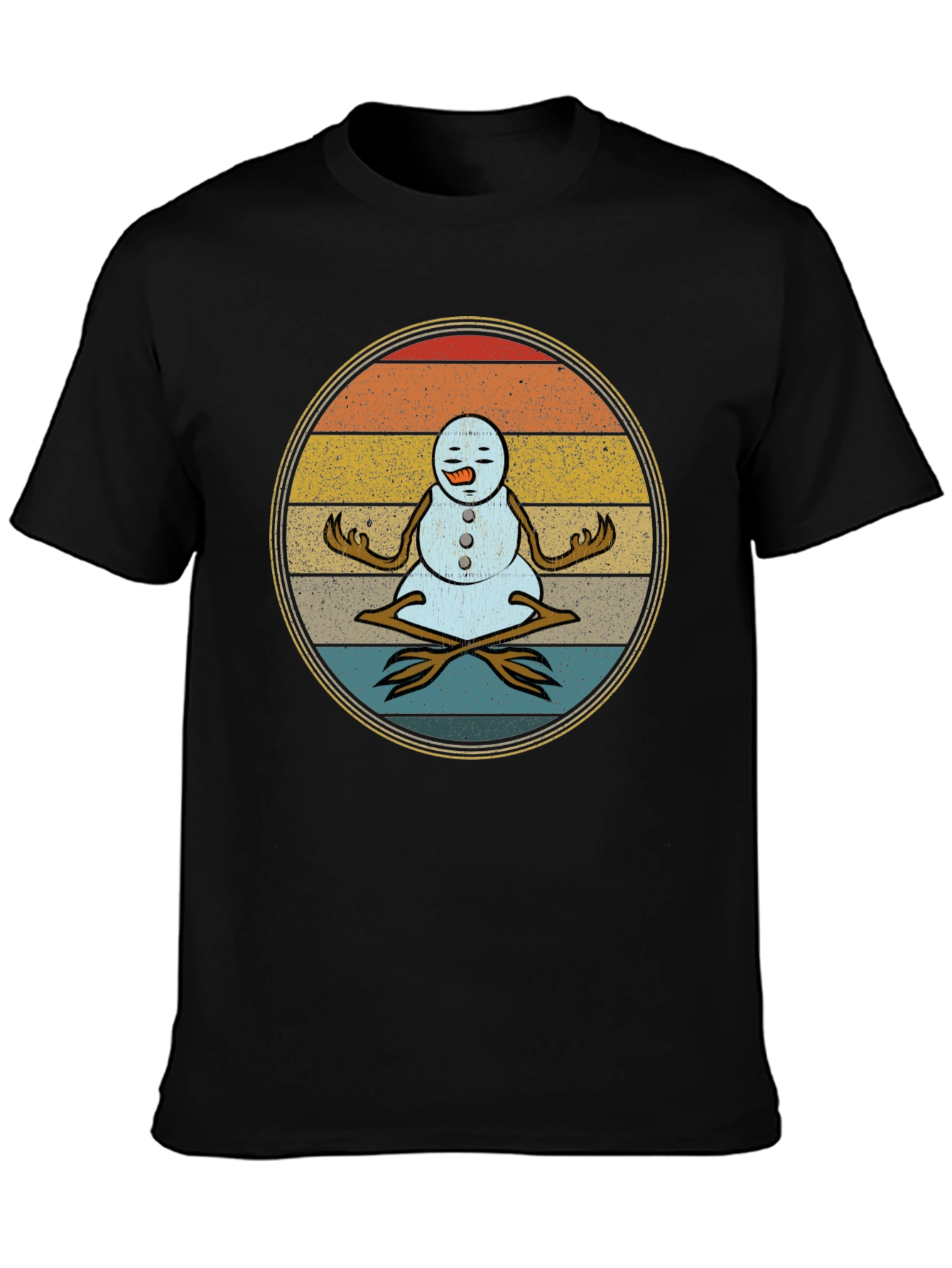 Zen Snowman T-Shirt - Meditating Holiday Tee