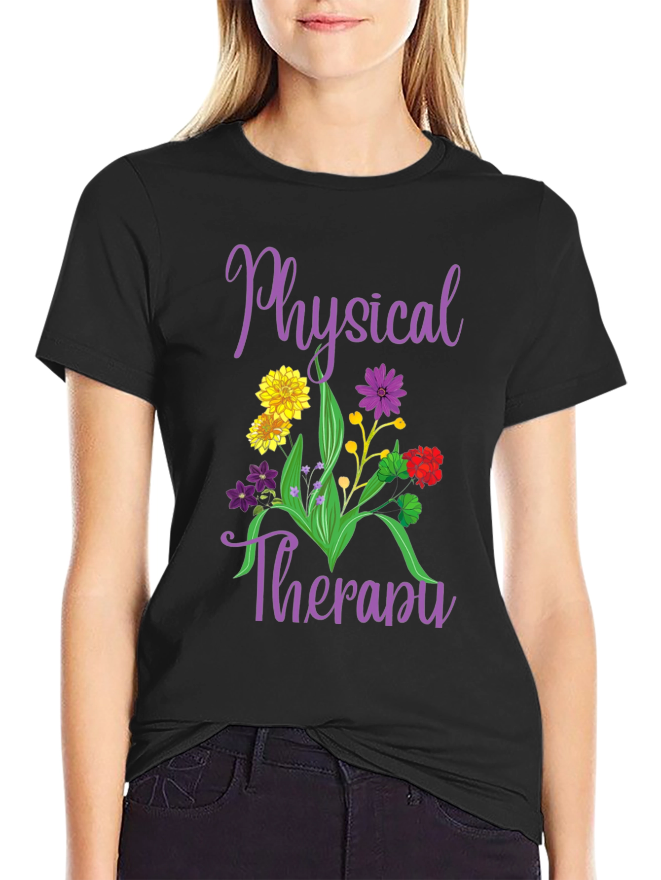 Physical Therapy Floral Graphic Tee
