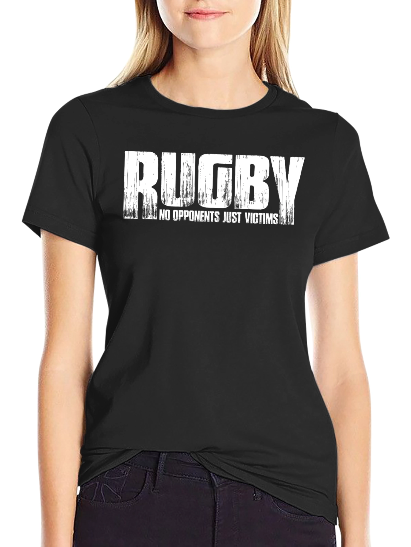 Rugby No Opponents Just Victims Black Graphic Tee