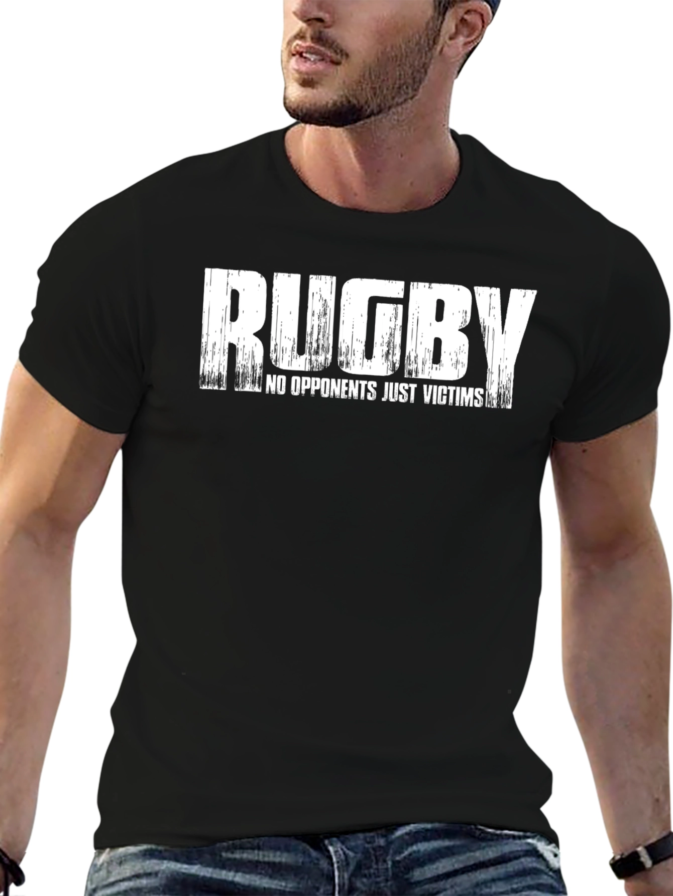 Rugby No Opponents Just Victims Black Graphic Tee