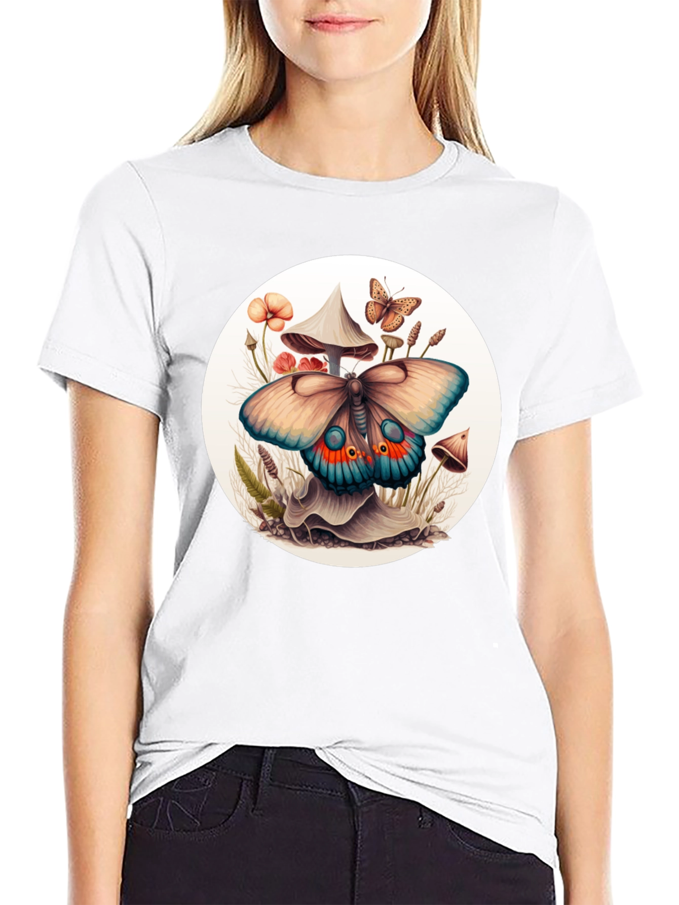 Mushroom Butterfly Graphic Tee