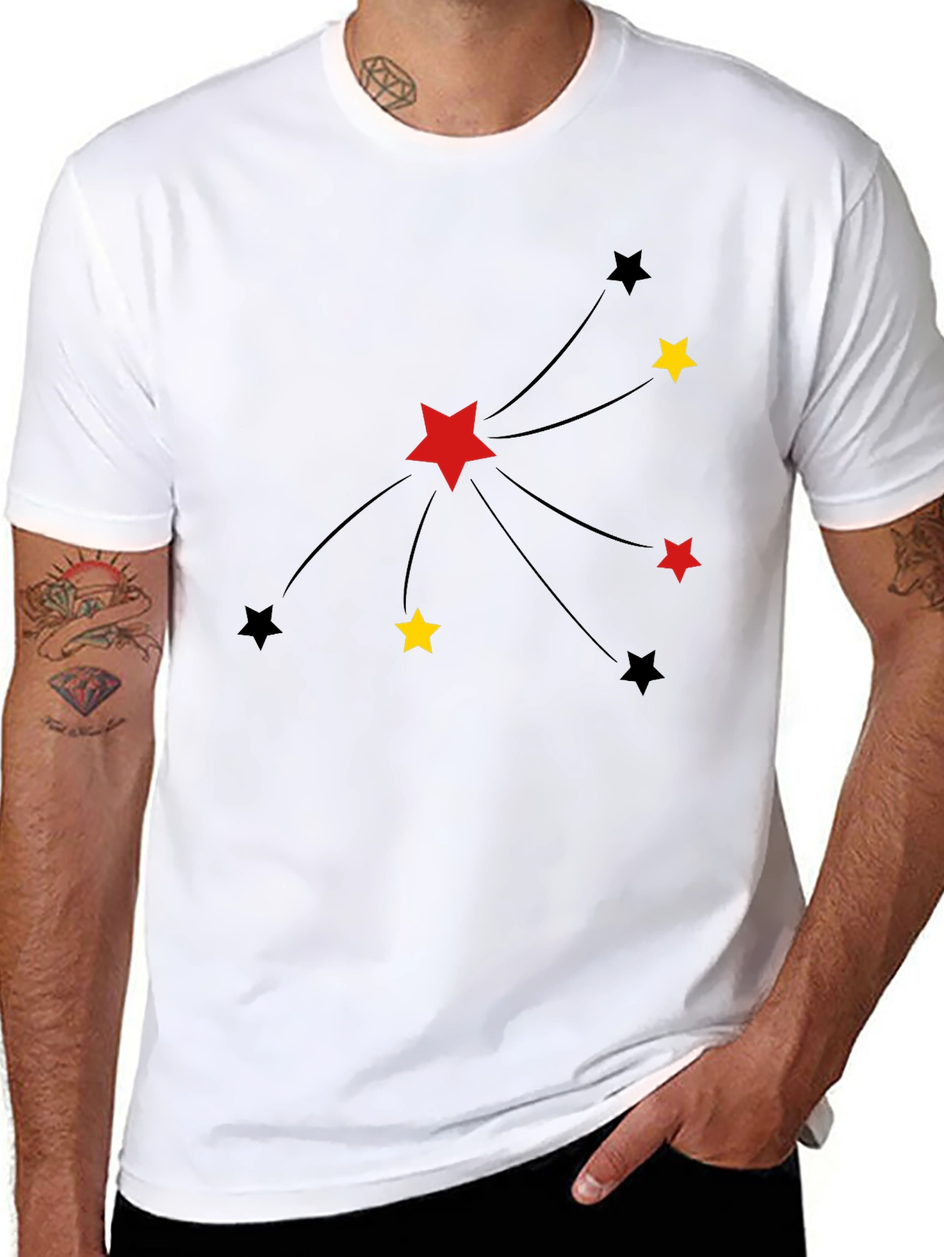 Stars Graphic Tee - Black Casual T-Shirt