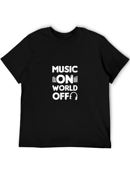 Music On World Off Black Graphic Tee