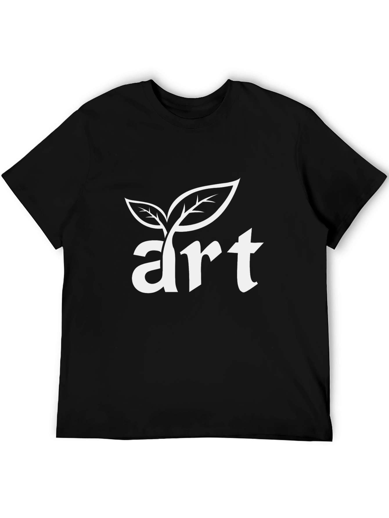 Art Leaf Design Black T-Shirt