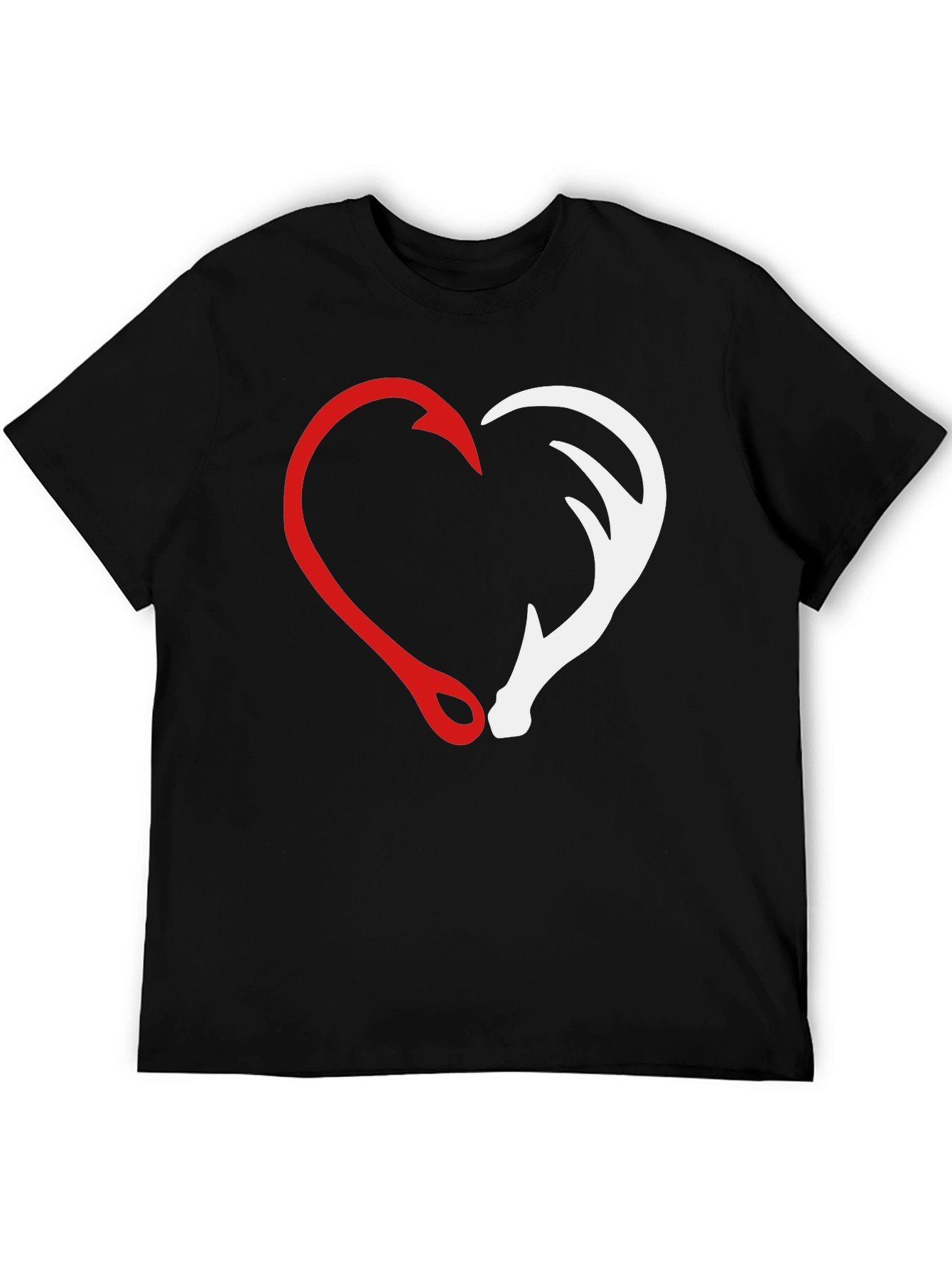Hunting Fishing Heart Graphic T-Shirt