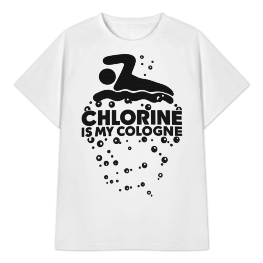 Chlorine Is My Cologne Swimmer Graphic T-Shirt – Funny Swim Team Tee for Pool Lovers(z304)