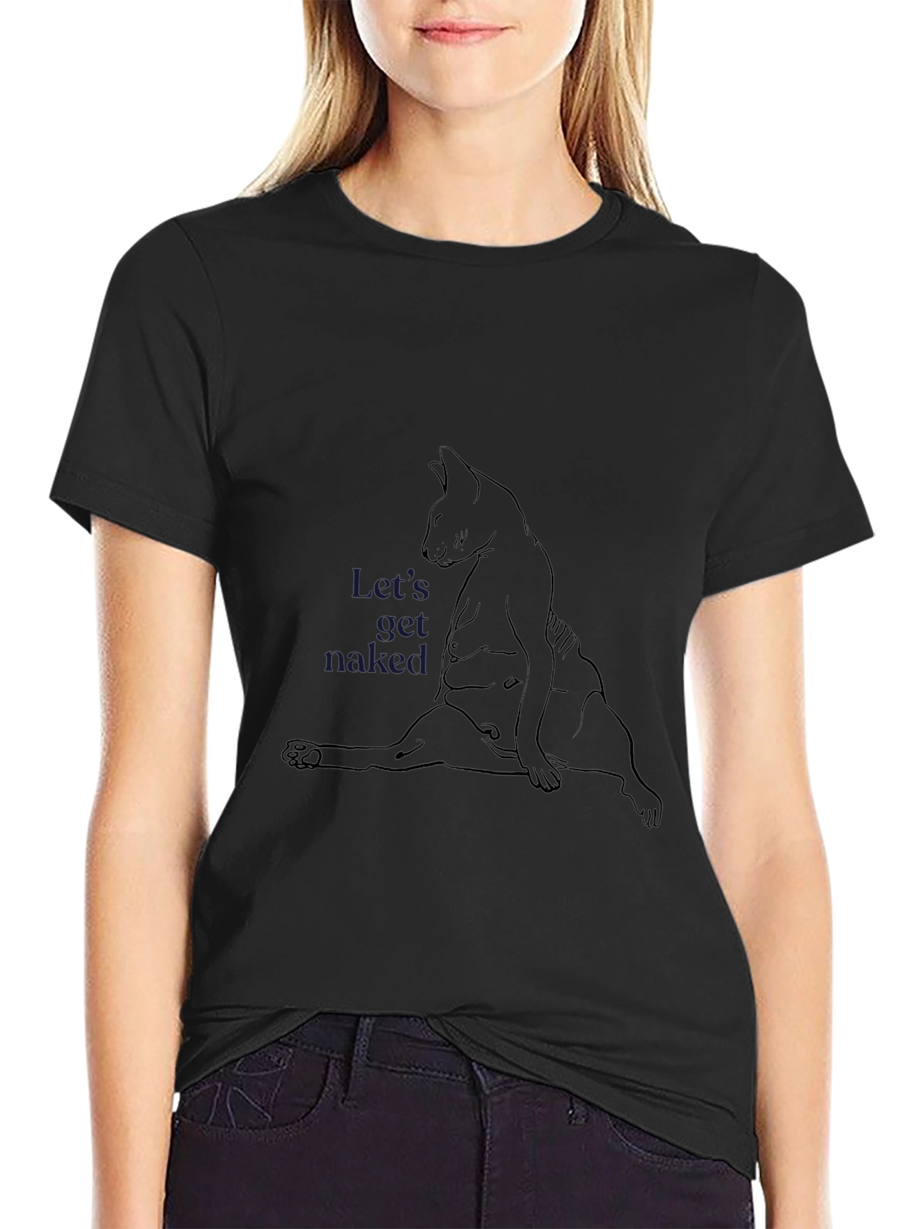 Humorous Cat Graphic Tee - Lets Get Naked